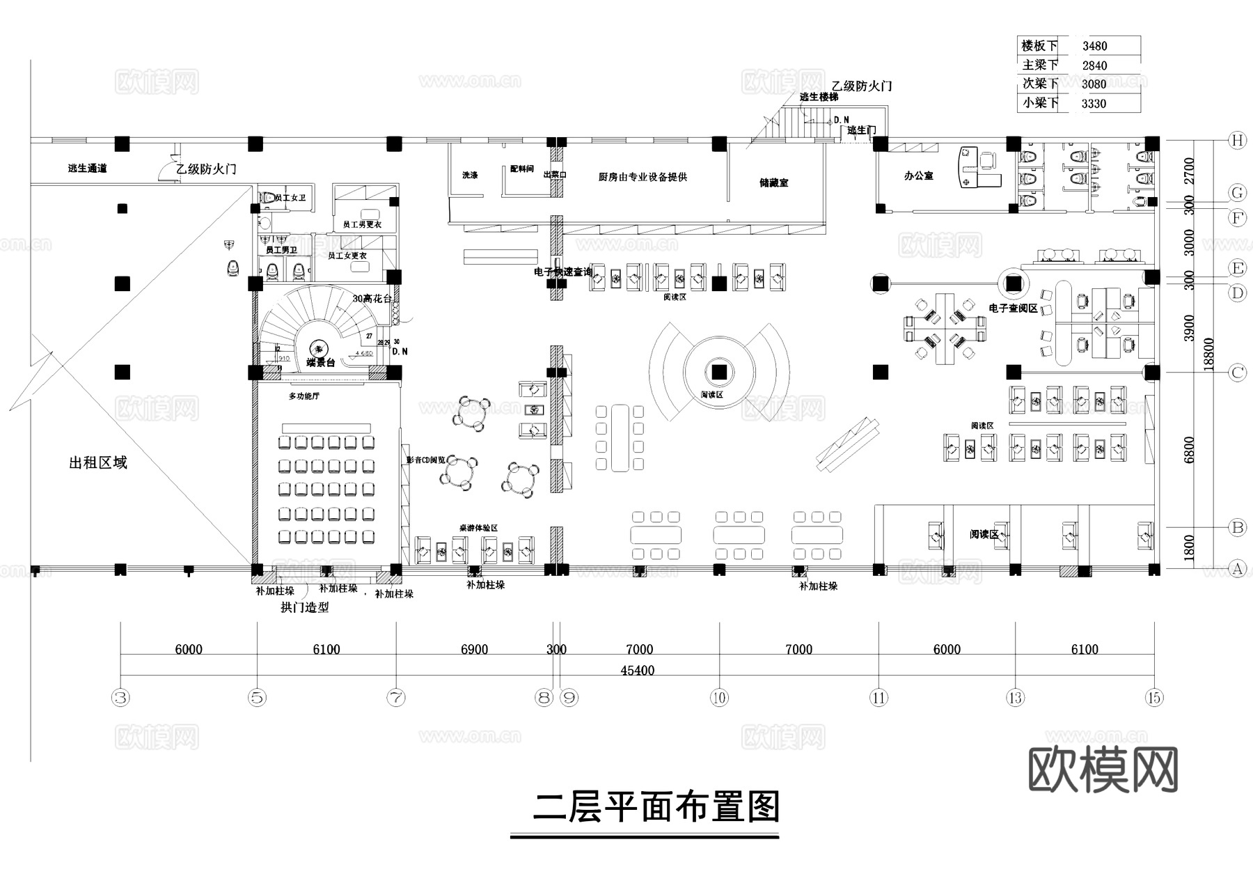 休闲书店书吧室内工装CAD施工图cad施工图