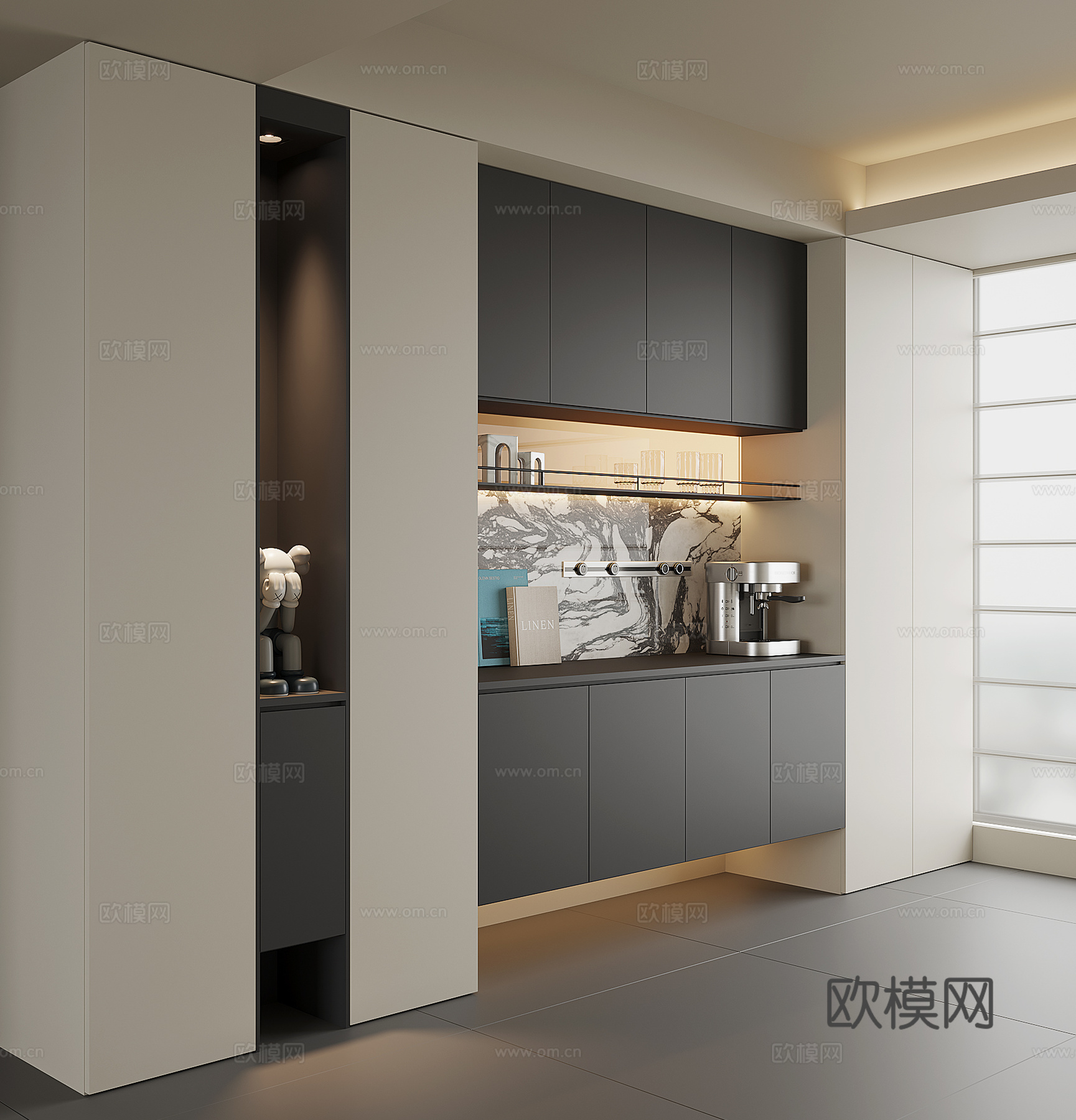 现代酒柜餐边柜3d模型下载