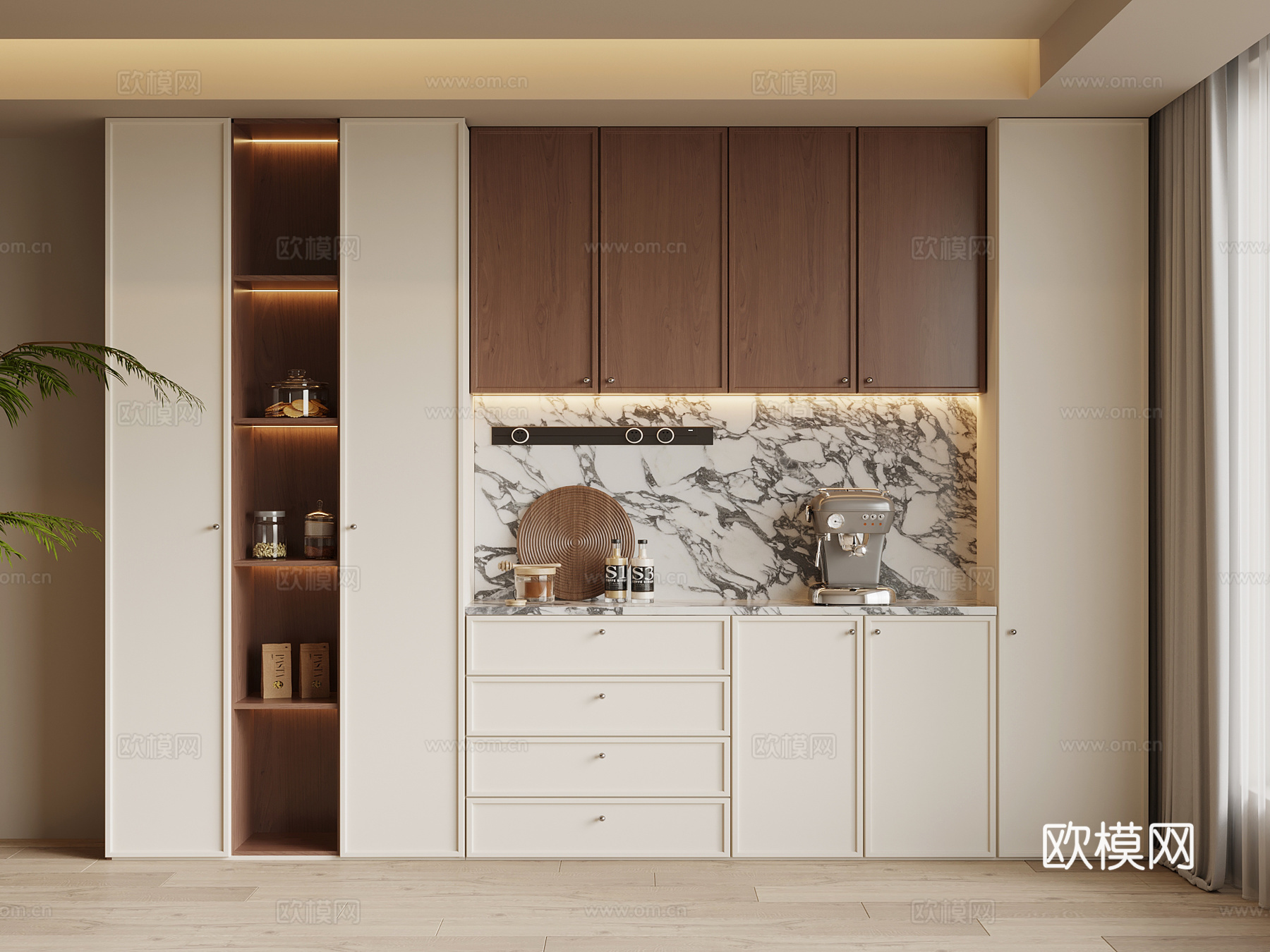 中古风酒柜 餐边柜su模型