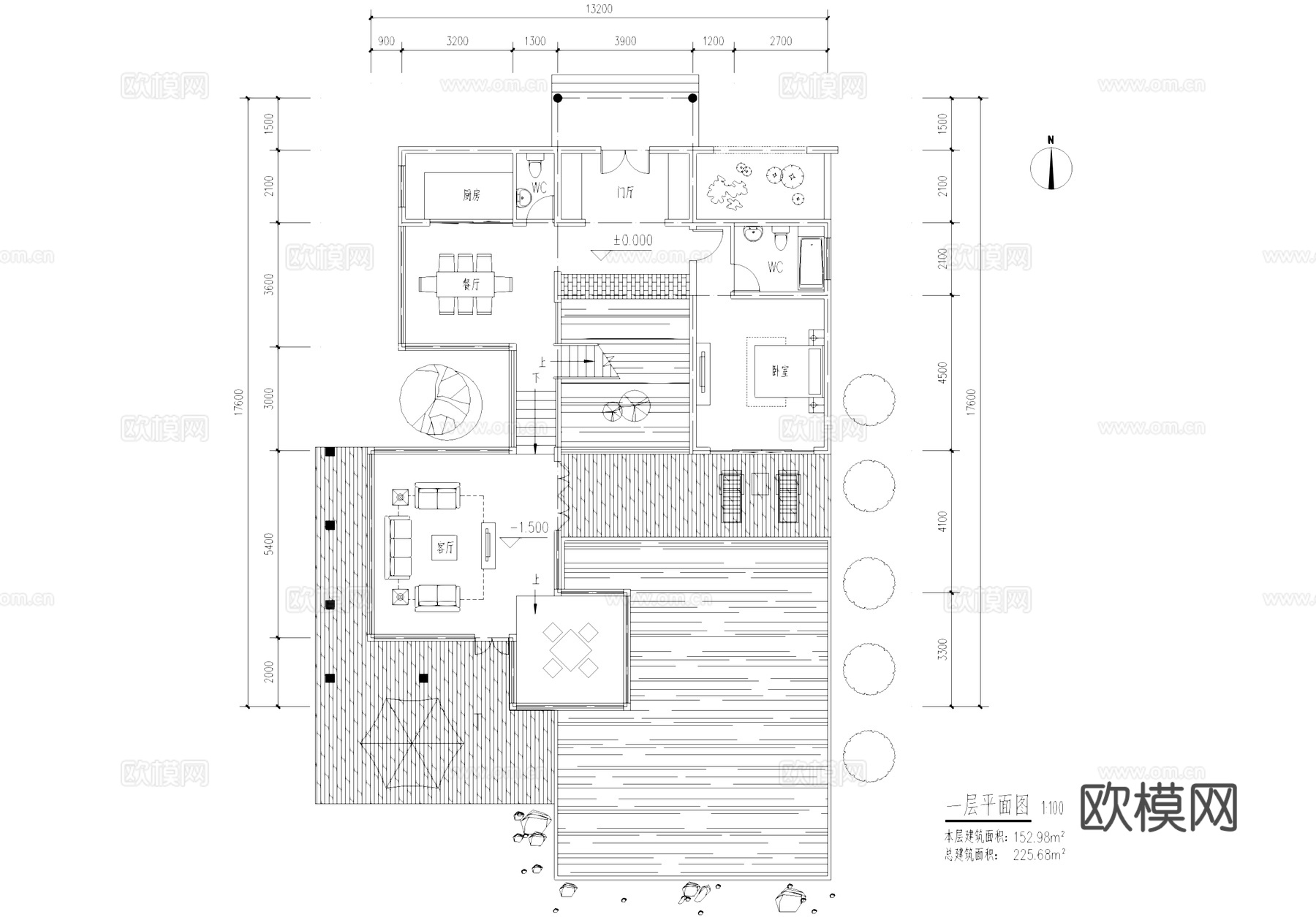 二层独立别墅建筑平面CAD施工图cad施工图