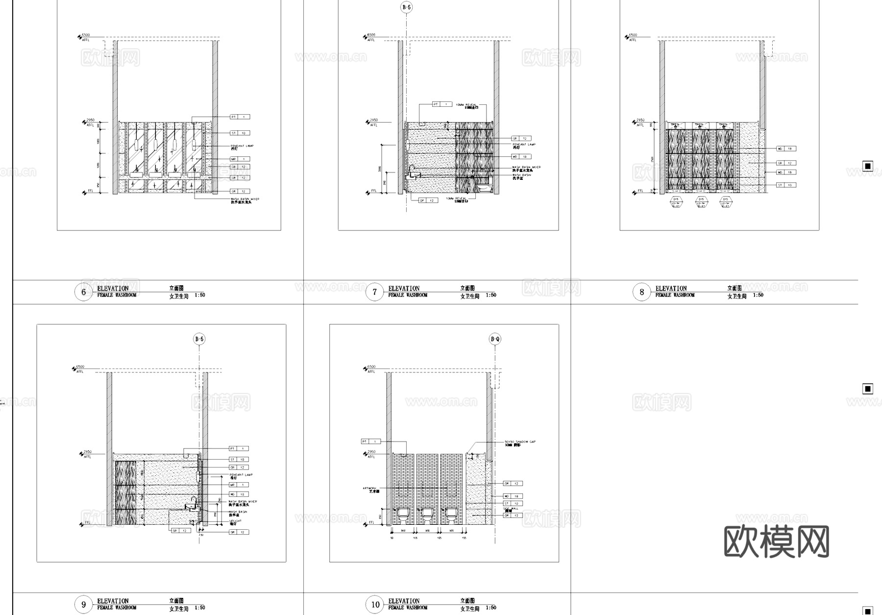 公共卫生间洗手间室内工装CAD施工图cad施工图
