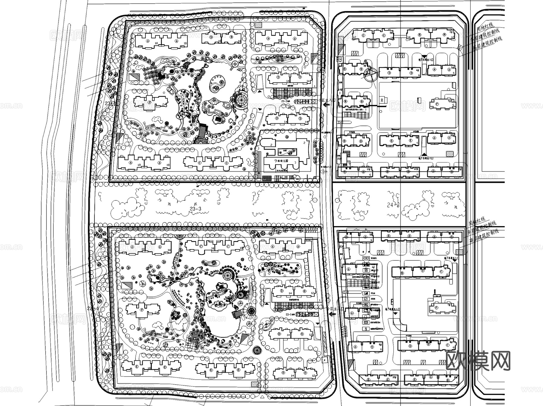 住宅小区规划建筑户型平面图CAD施工图cad施工图