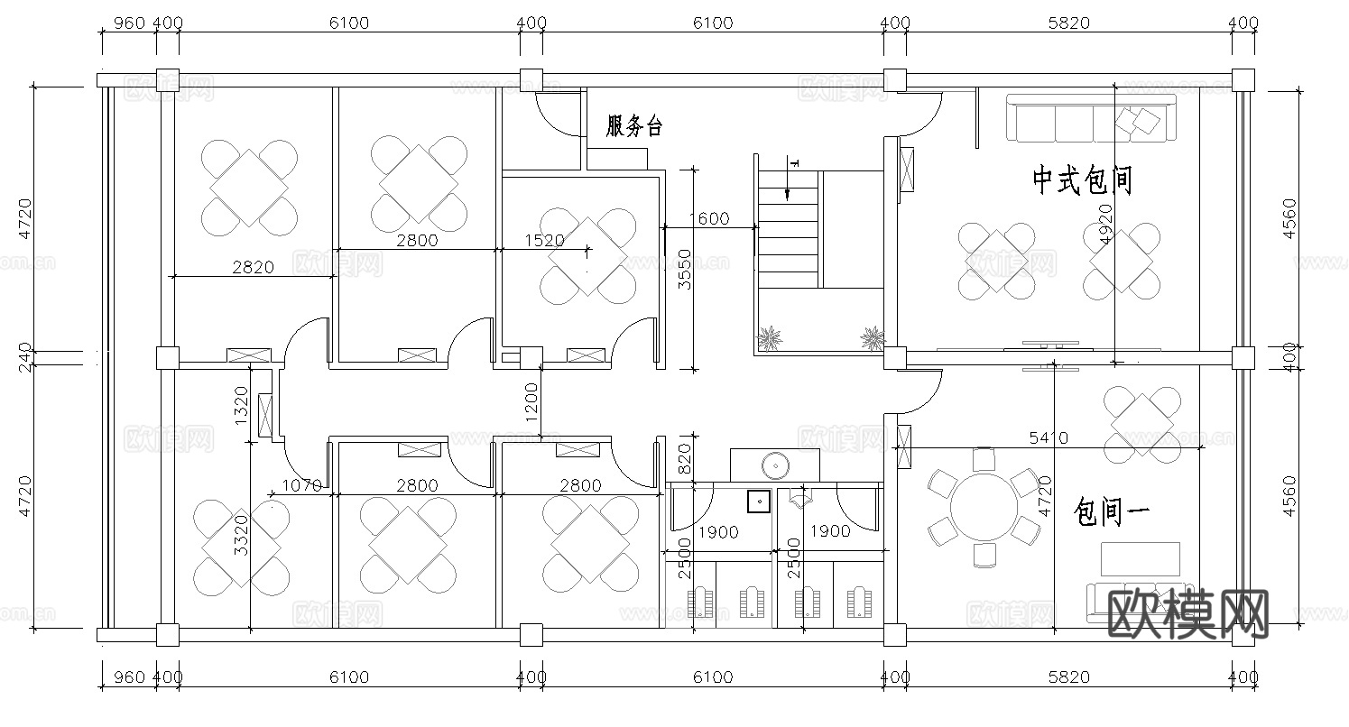 茶楼 茶馆  最新全套施工图合集cad施工图下载（渲染图3）