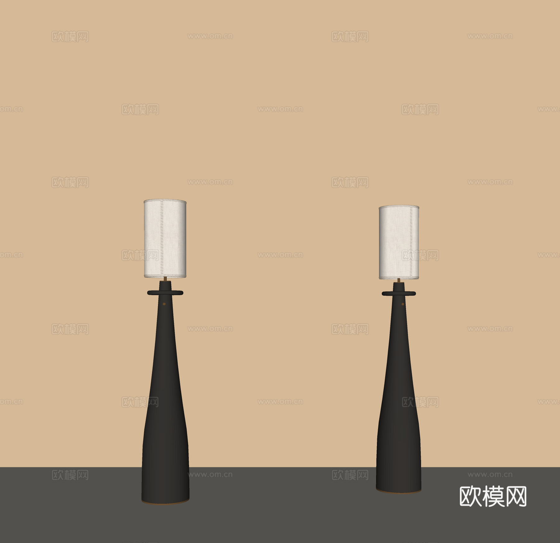 现代复古落地灯 客厅落地灯 艺术落地灯 书房落地灯su模型