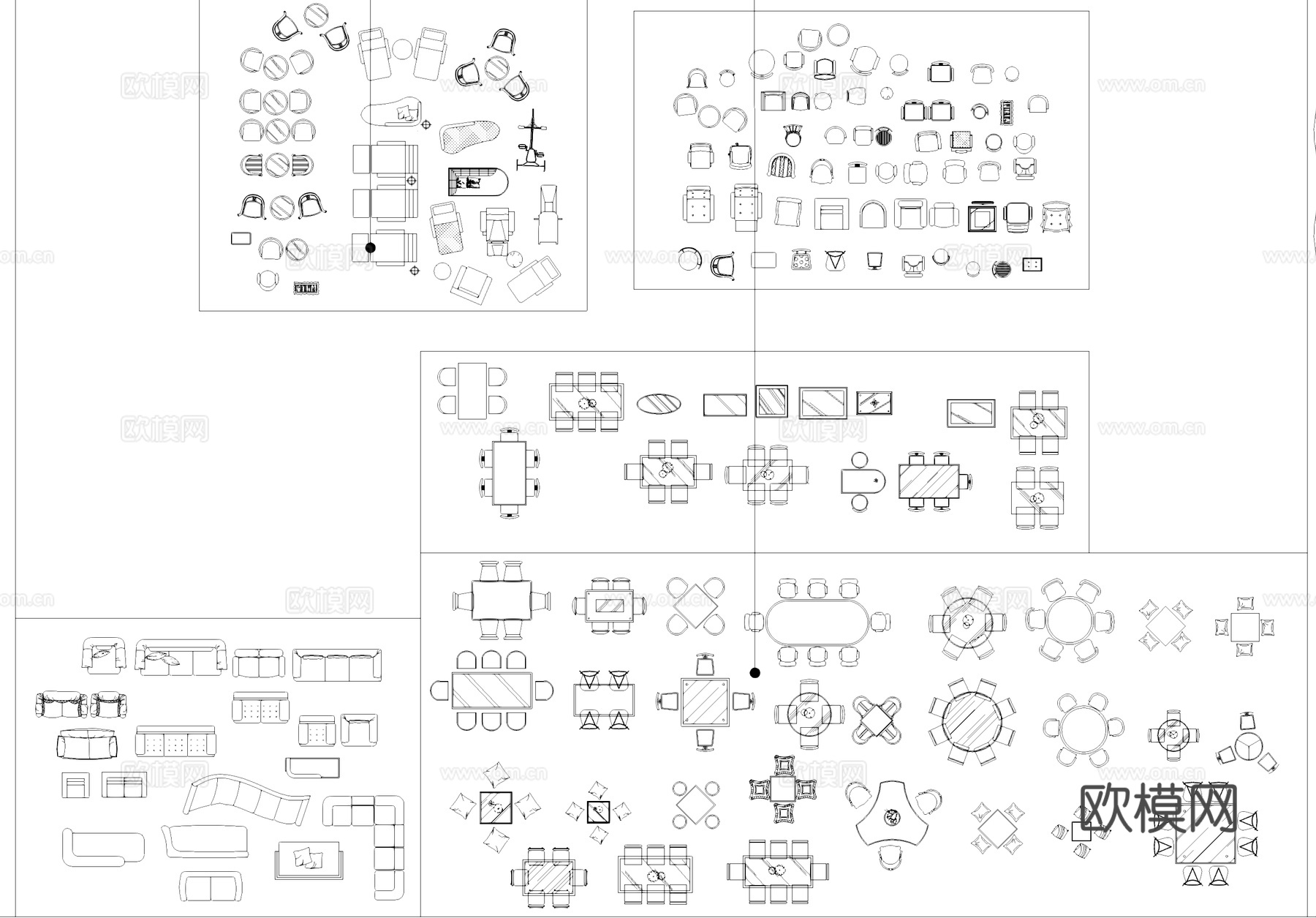 家具桌椅沙发门床柜子电器植物拼花综合CAD图块图库cad施工图