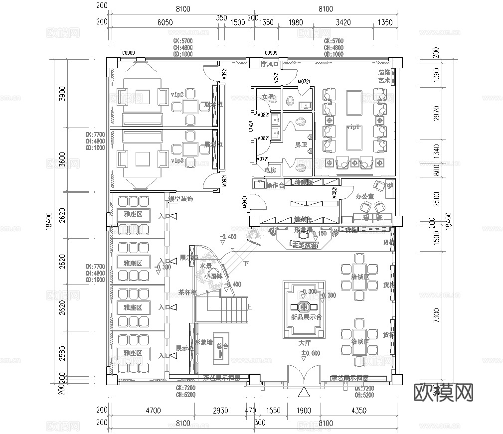 900平茶楼 茶馆   最新平面施工图合集cad施工图