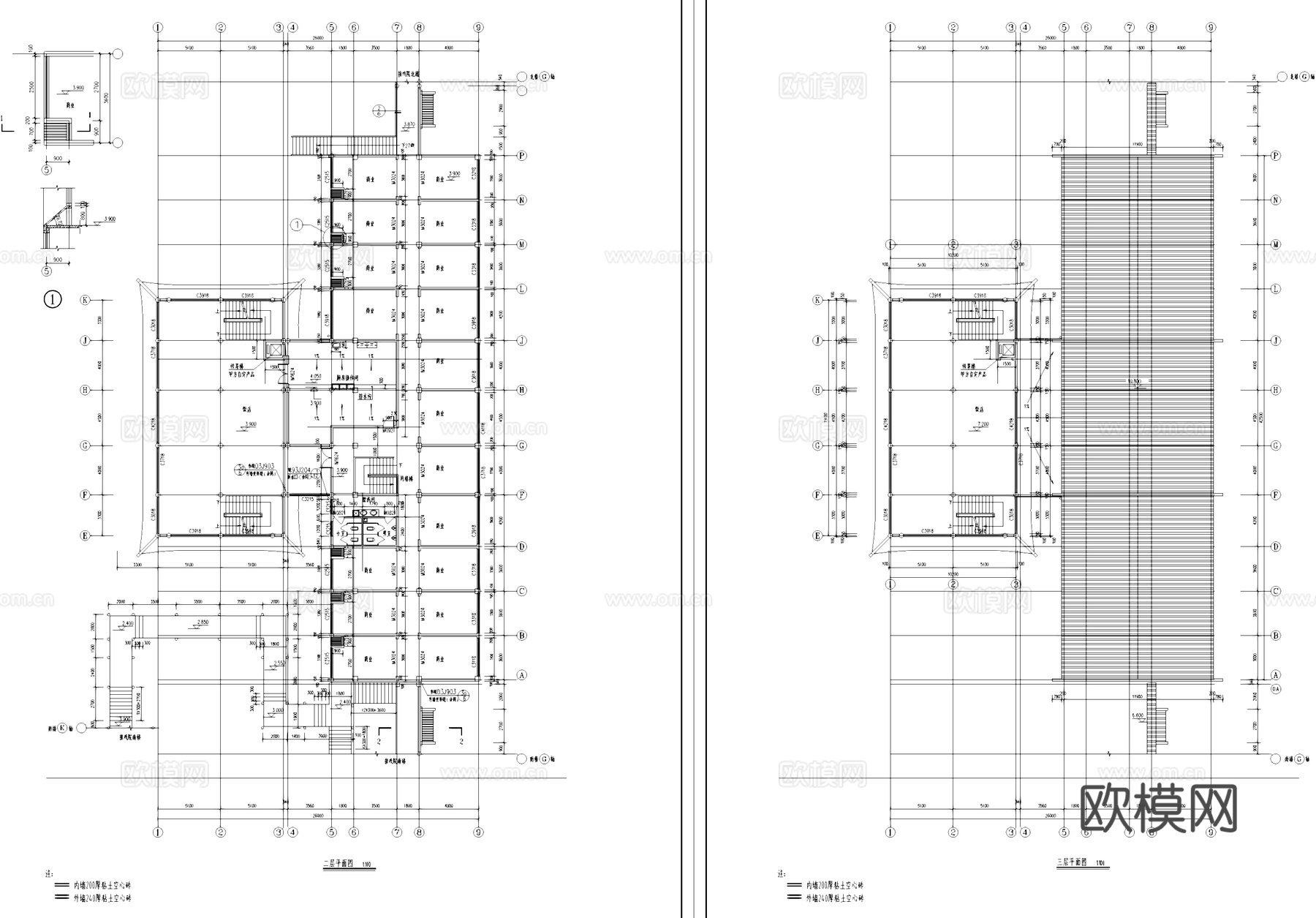 饭店商铺仿古建筑CAD施工图cad施工图