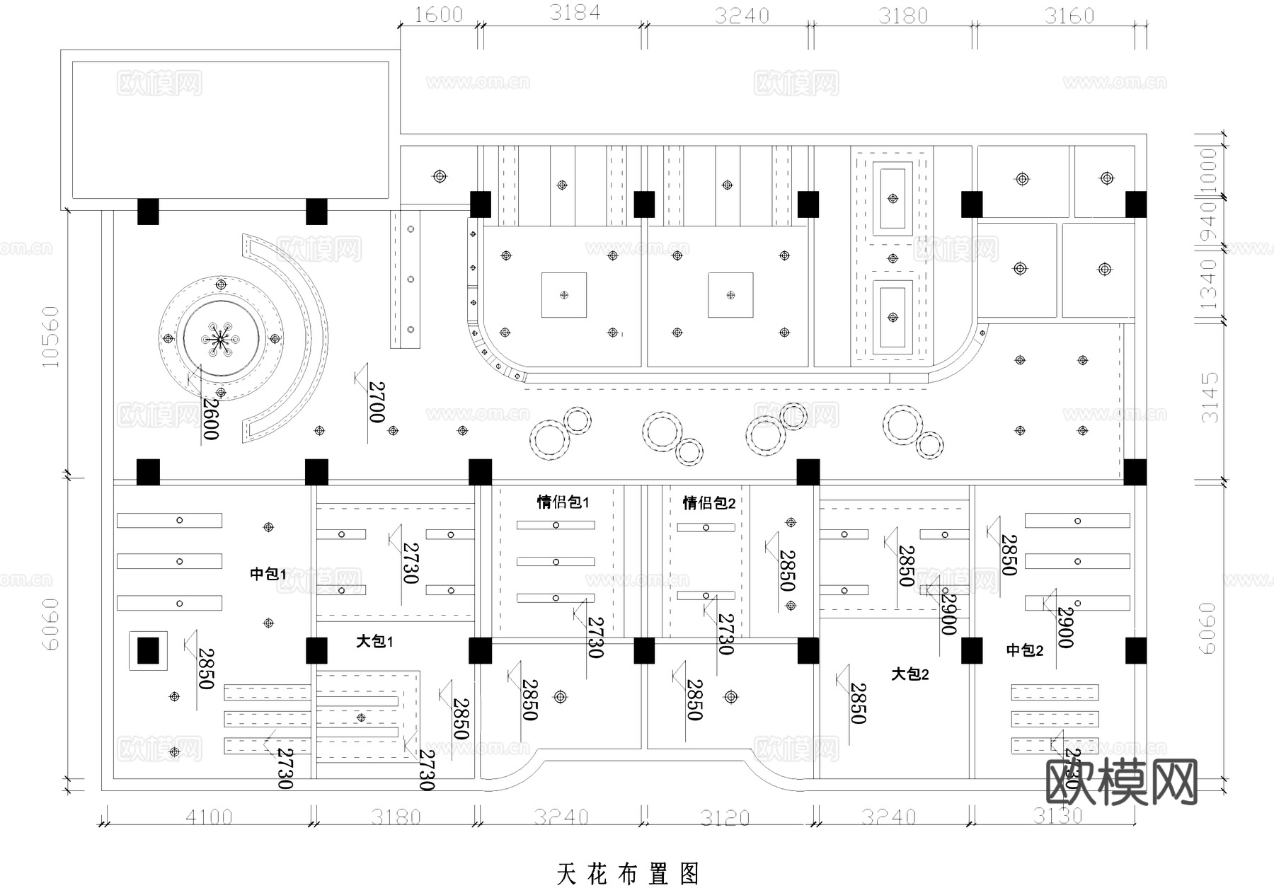 咖啡厅包厢棋牌室室内工装CAD施工图cad施工图