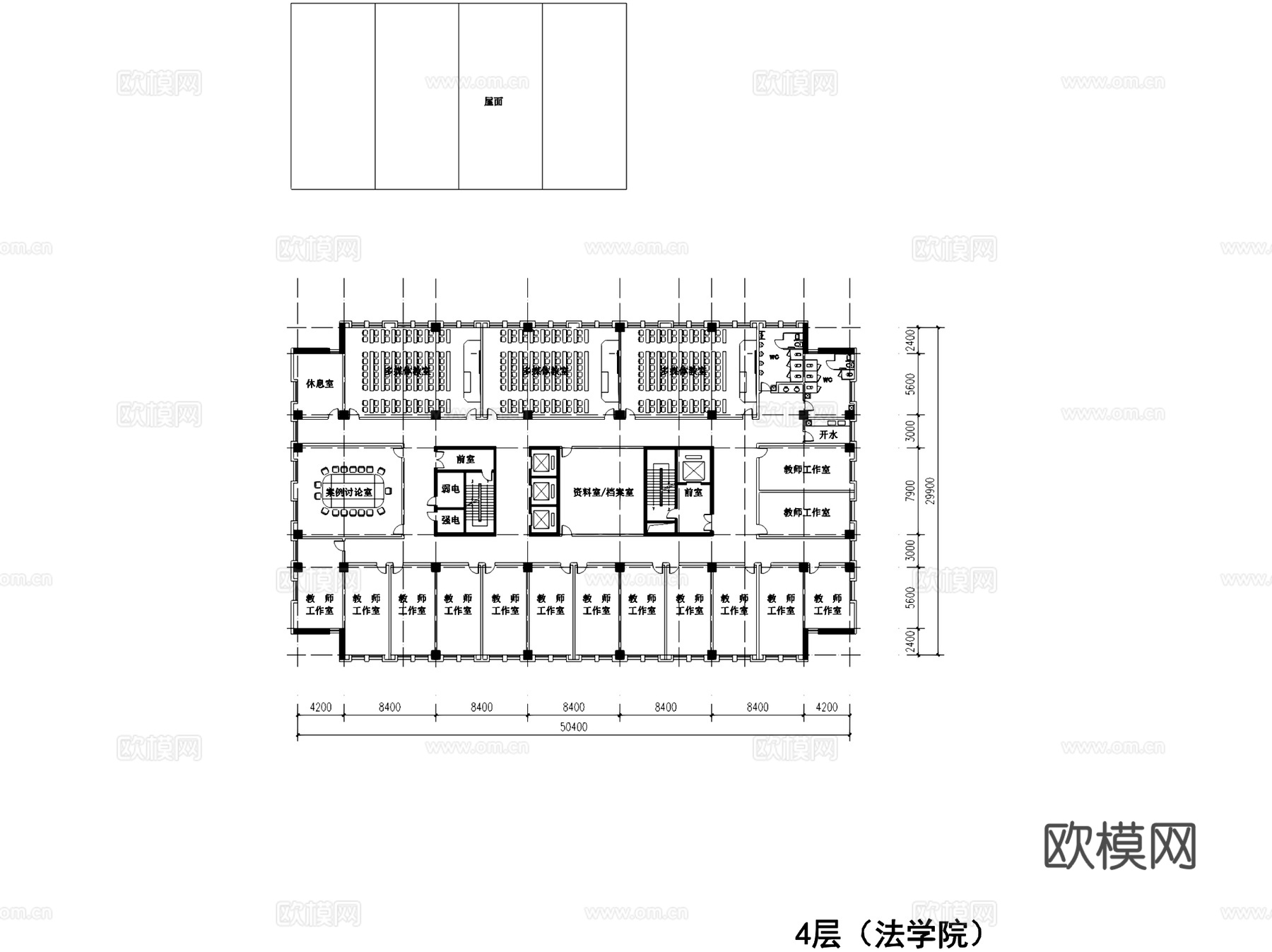 大学理工楼规划建筑平剖面CAD施工图cad施工图
