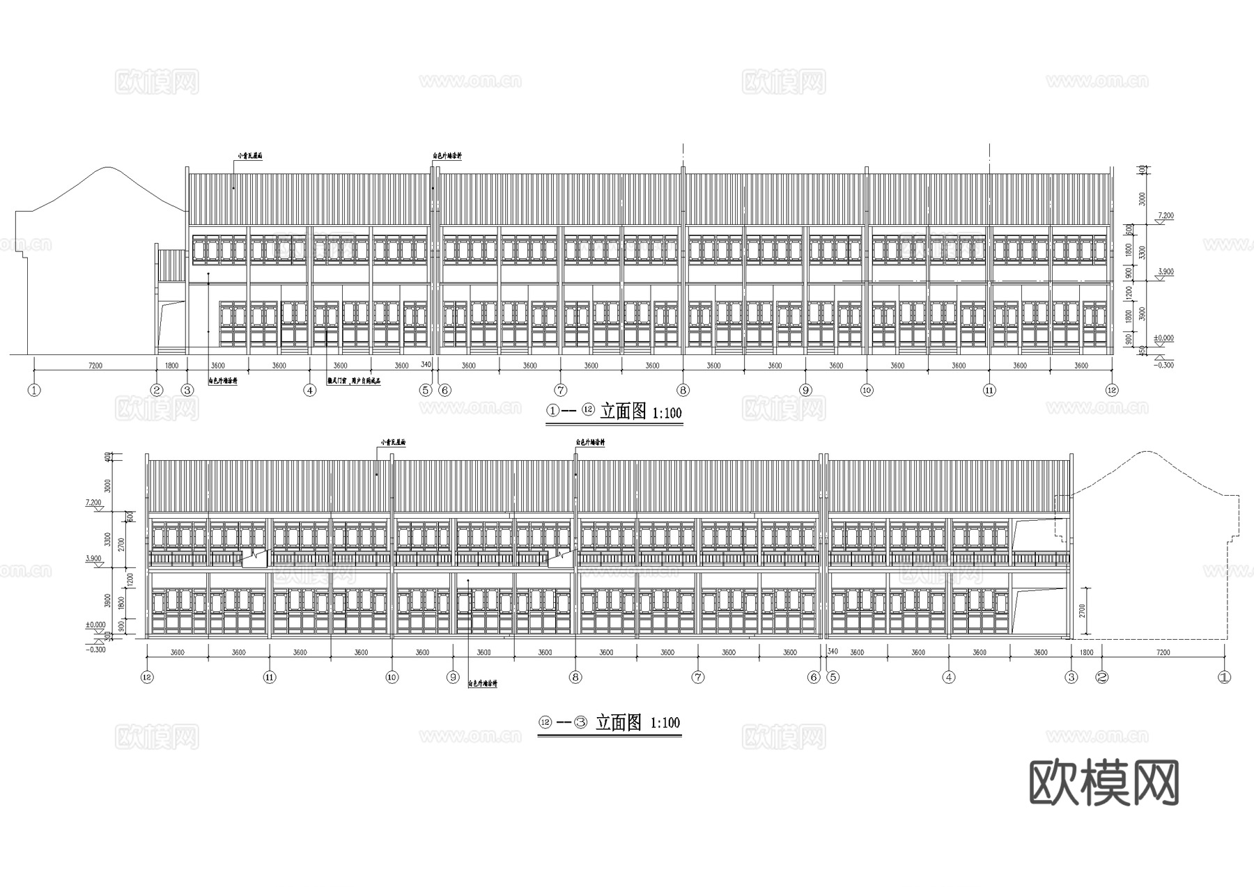 商铺仿古商业建筑CAD施工图cad施工图