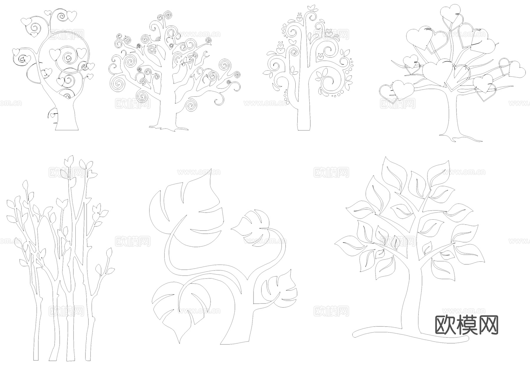 植物树木叶子老虎CAD图块图库cad施工图