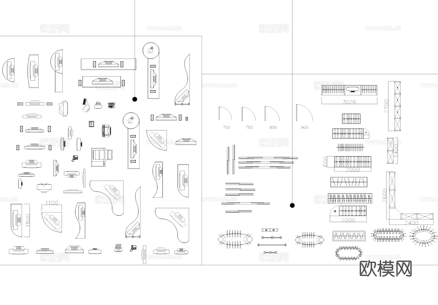 家具桌椅沙发门床柜子电器植物拼花综合CAD图块图库cad施工图