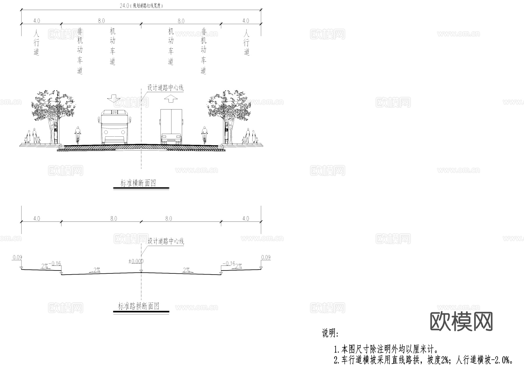 城市规划道路标准断面图CAD施工图cad施工图