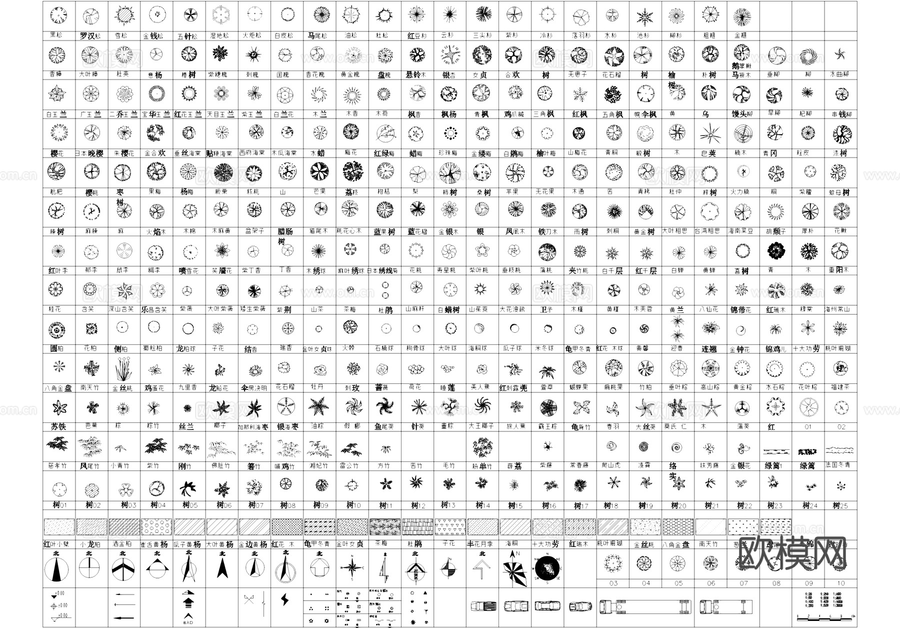 植物图例图块CAD图库cad施工图
