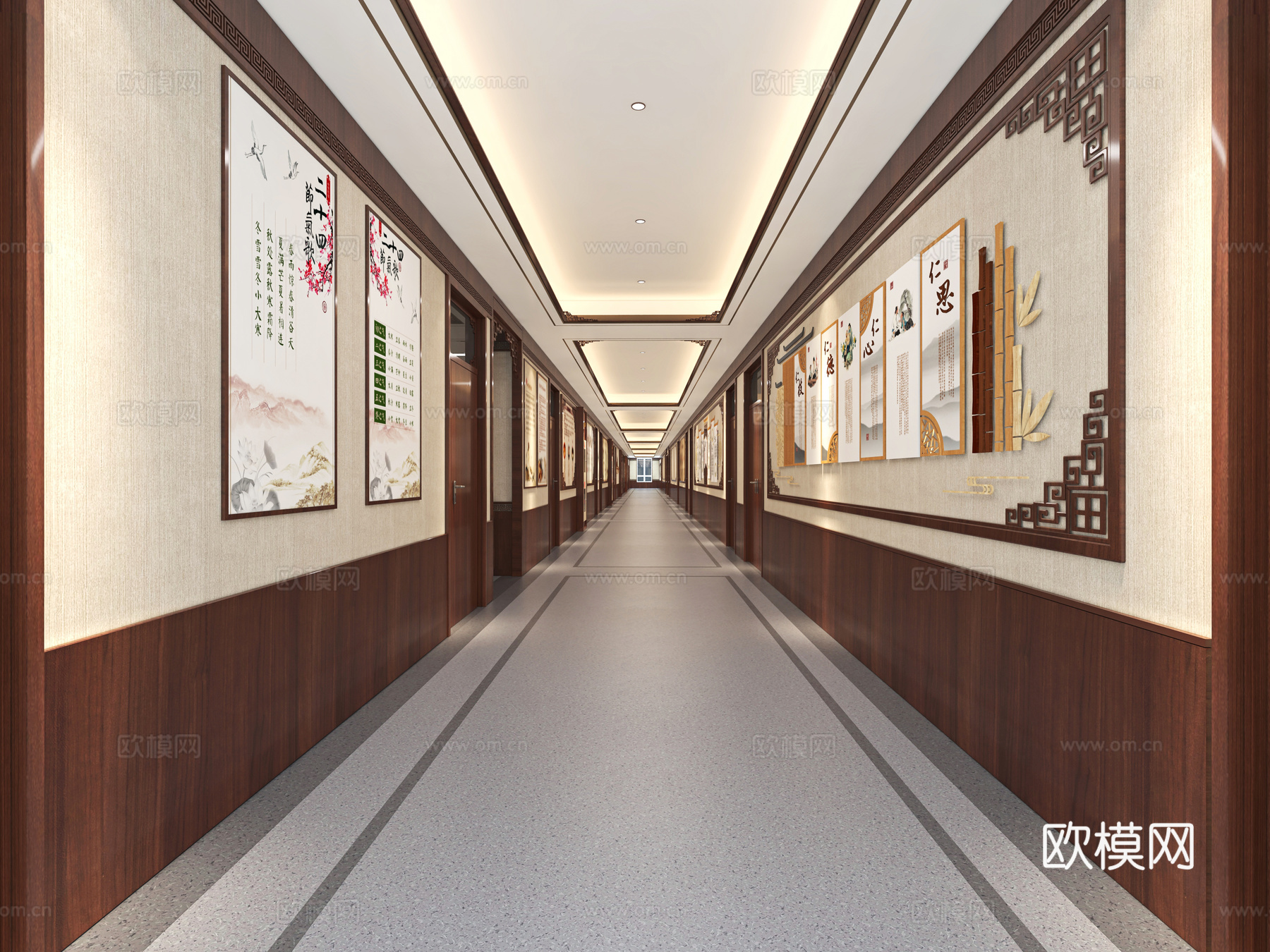 医院中式过道免费3d模型