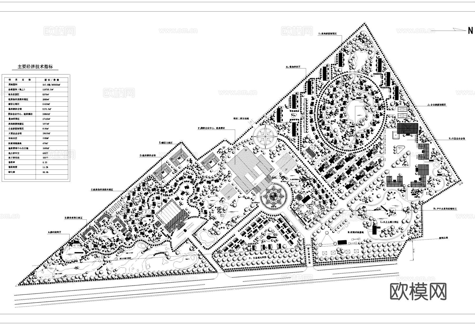 旅游度假村规划平面图CAD施工图cad施工图