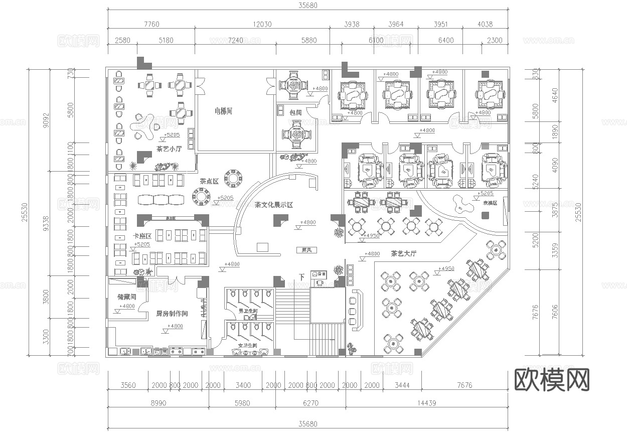 茶楼 茶馆  最新全套施工图合集cad施工图