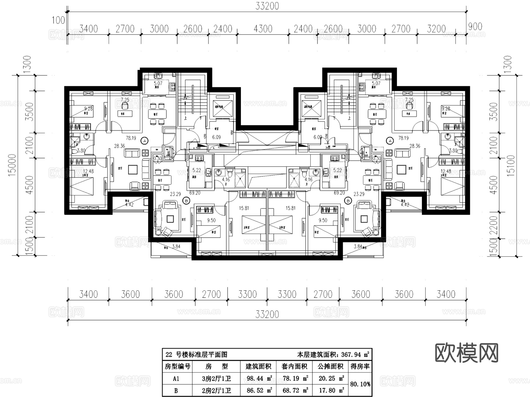 居住小区规划住宅楼建筑CAD施工图+SU模型cad施工图