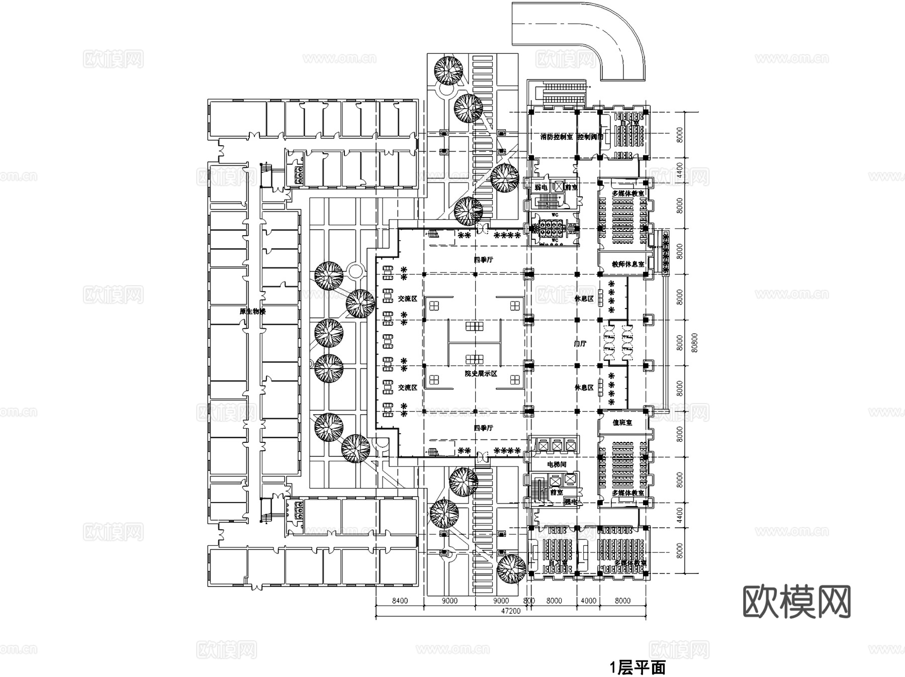 兰州大学生物楼规划建筑平剖面CAD施工图cad施工图