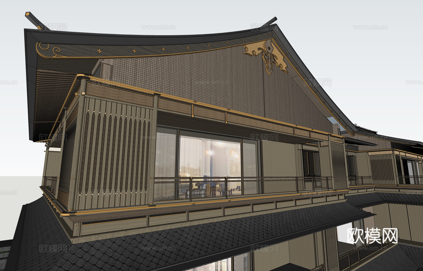 宋风别墅 宋式别墅su模型