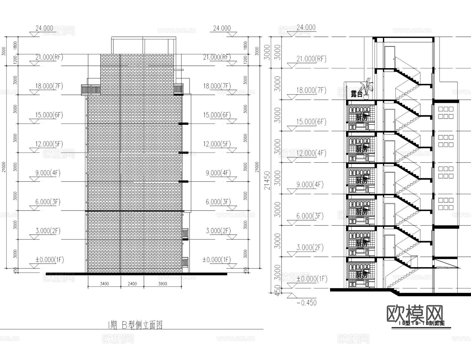 多层住宅复式跃层居住建筑CAD施工图cad施工图