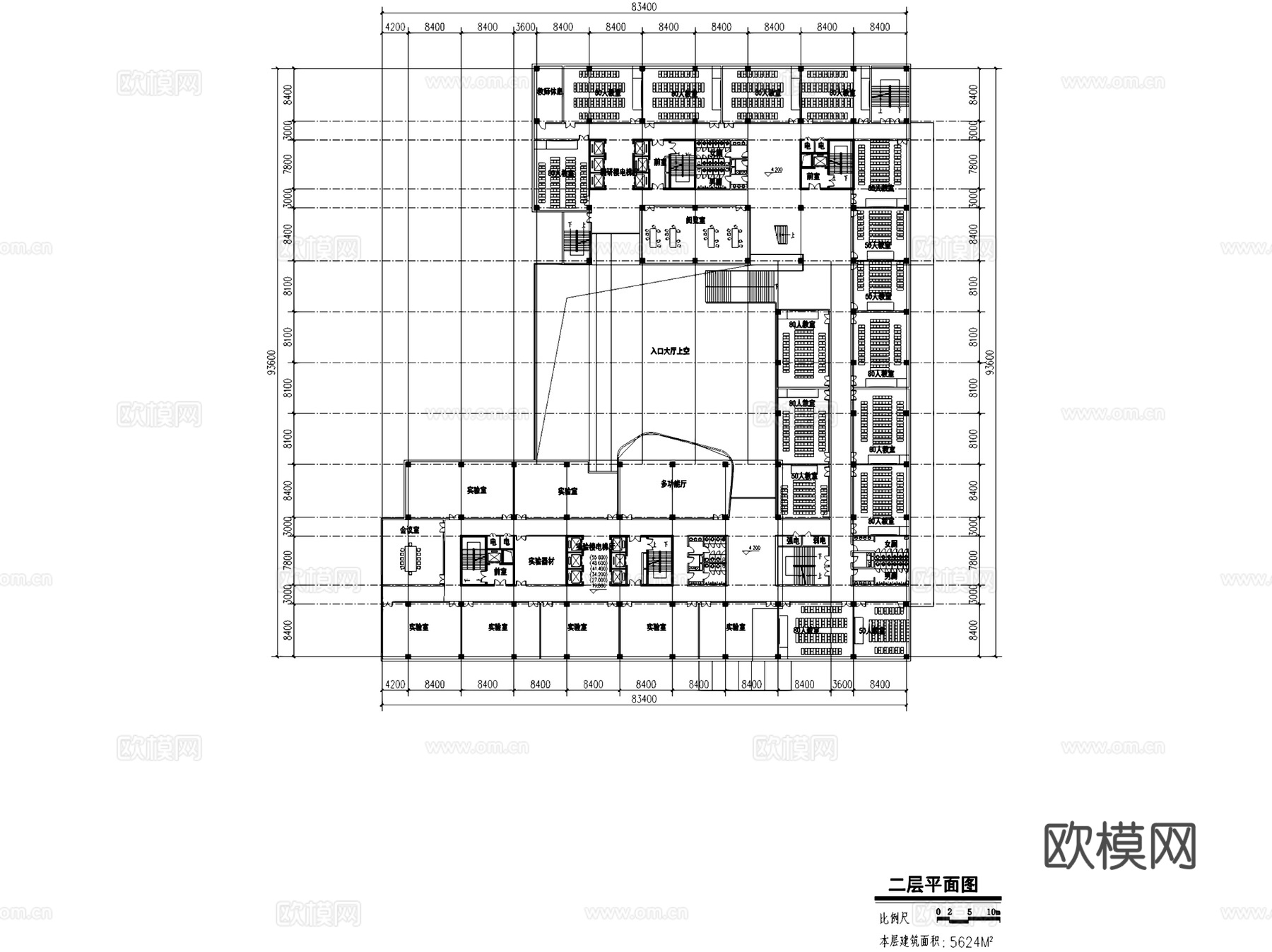 学研中心实验教学楼建筑平剖面CAD施工图cad施工图
