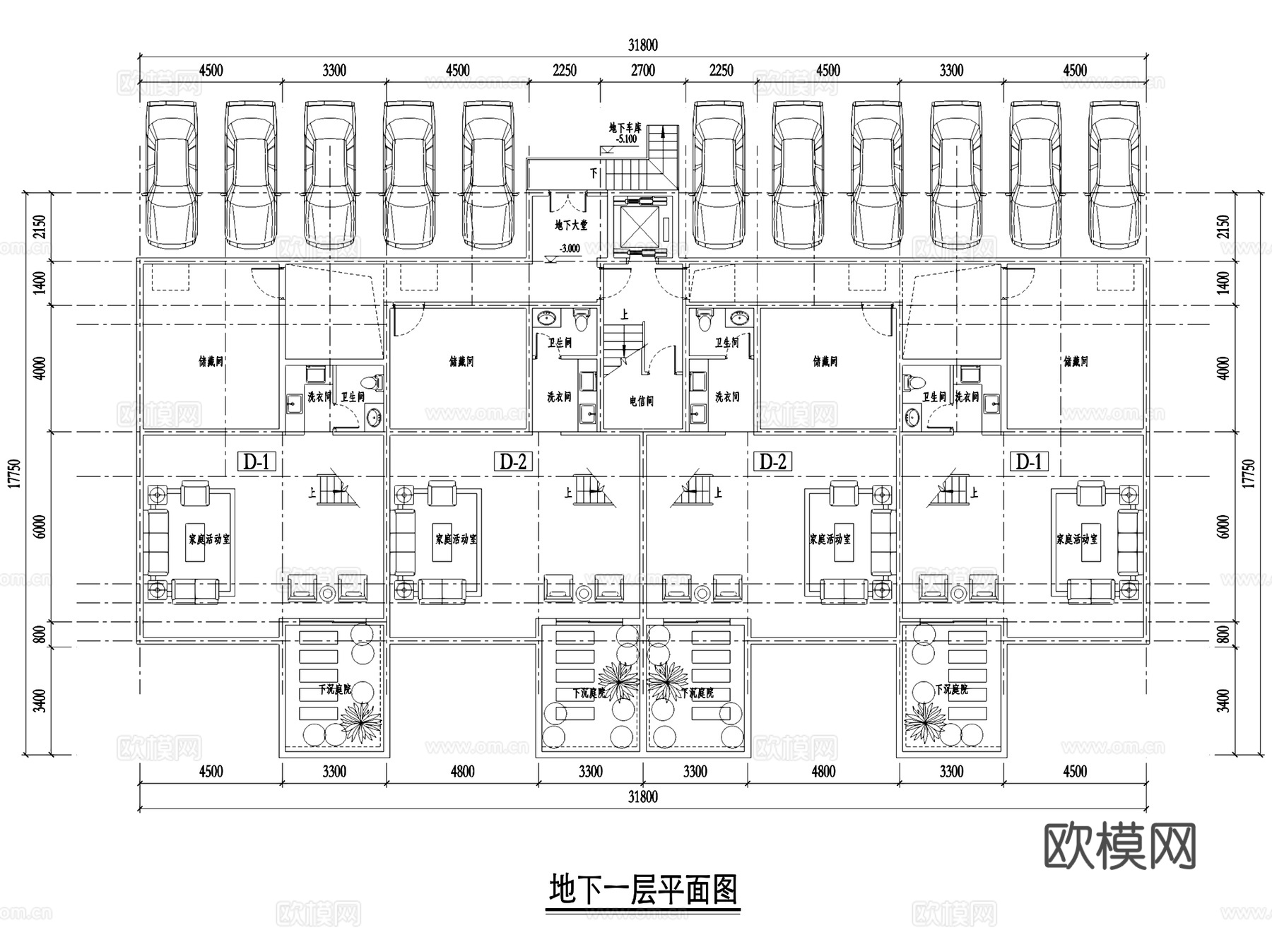 中海居住区规划洋房别墅建筑户型平面CAD施工图cad施工图