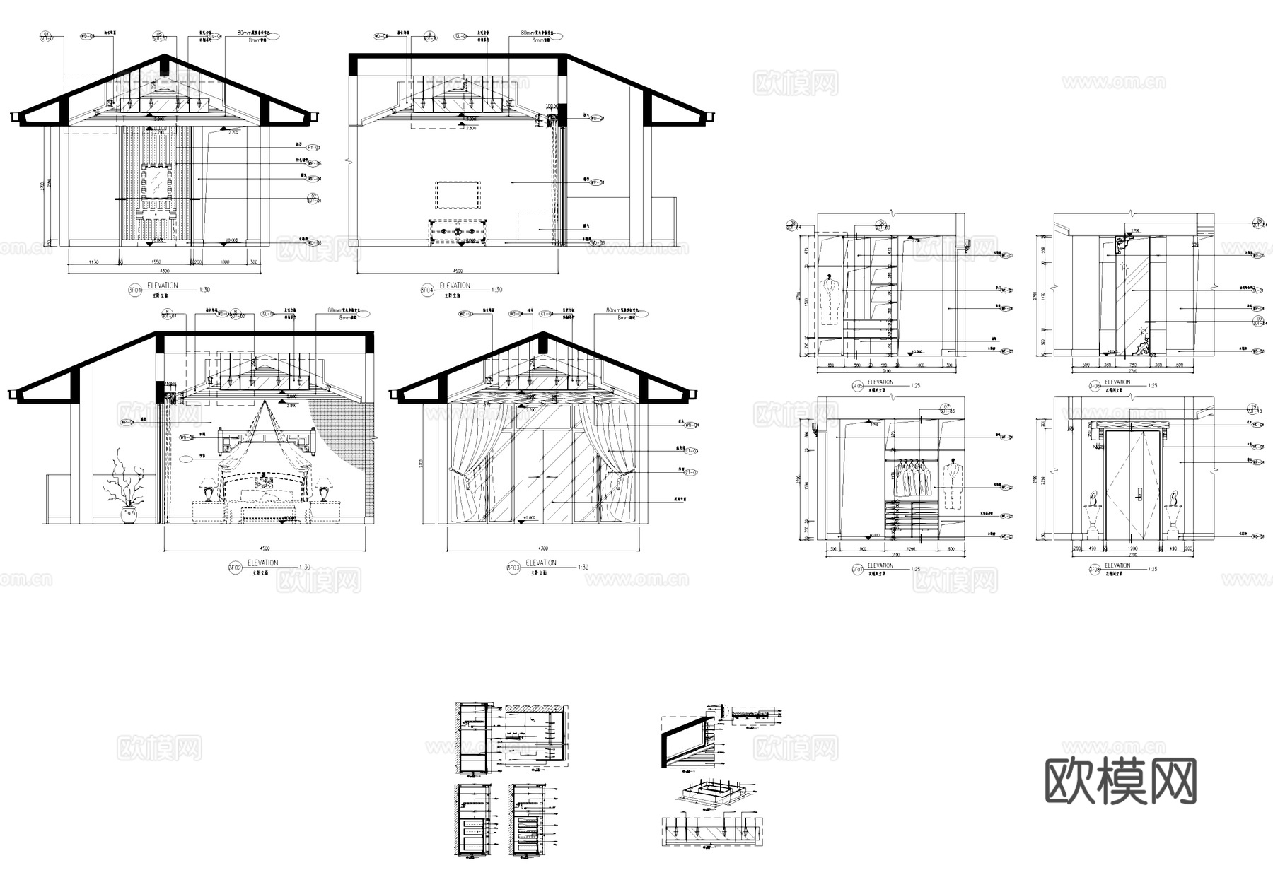 主卧衣帽间立面剖面CAD施工图cad施工图