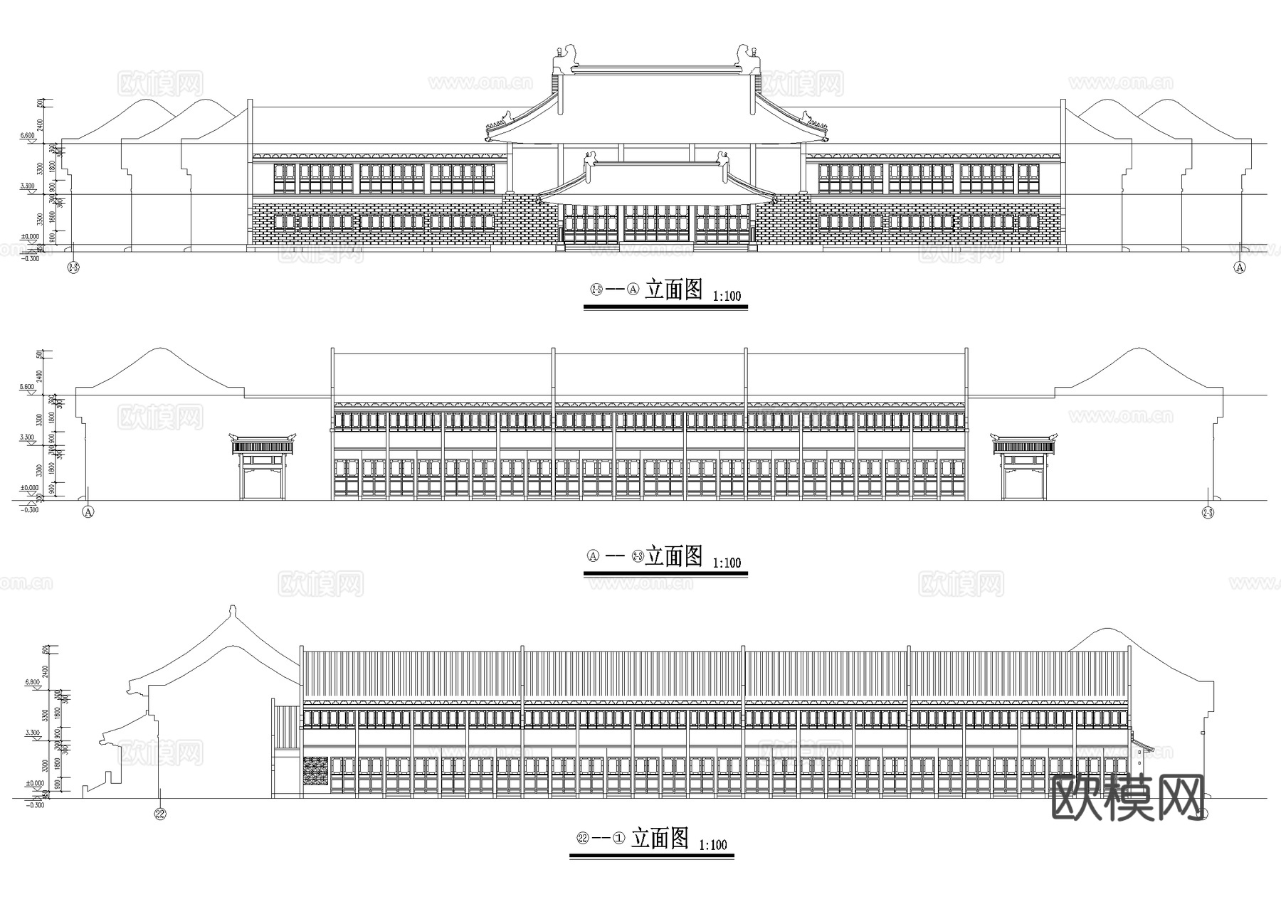 商业广场合院戏楼饭店茶楼建筑CAD施工图cad施工图