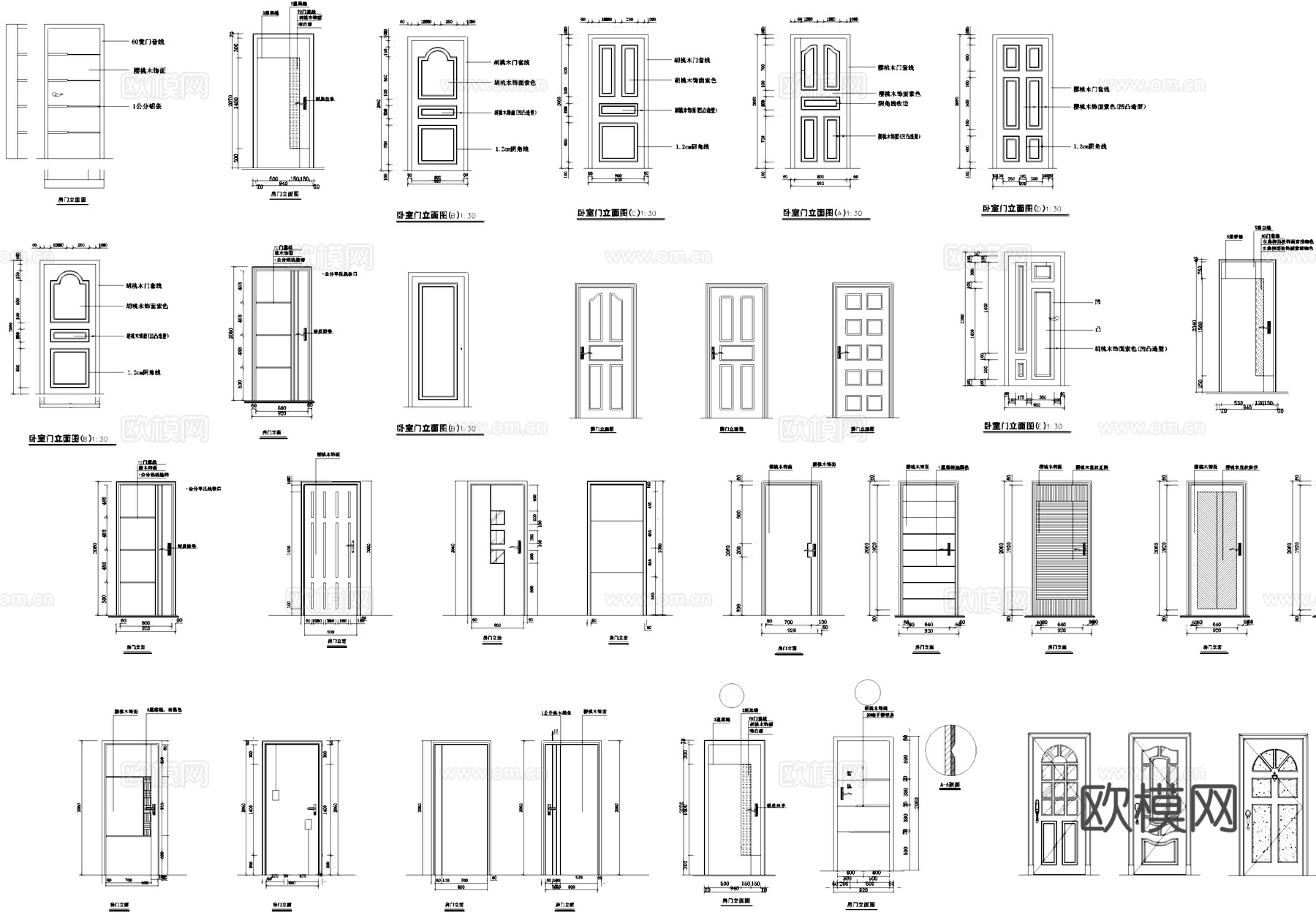 门立面节点大样图库cad施工图