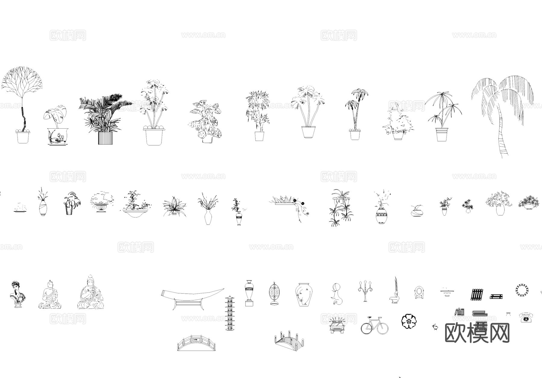 家具桌椅沙发柜子电器挂画植物综合CAD图块图库cad施工图