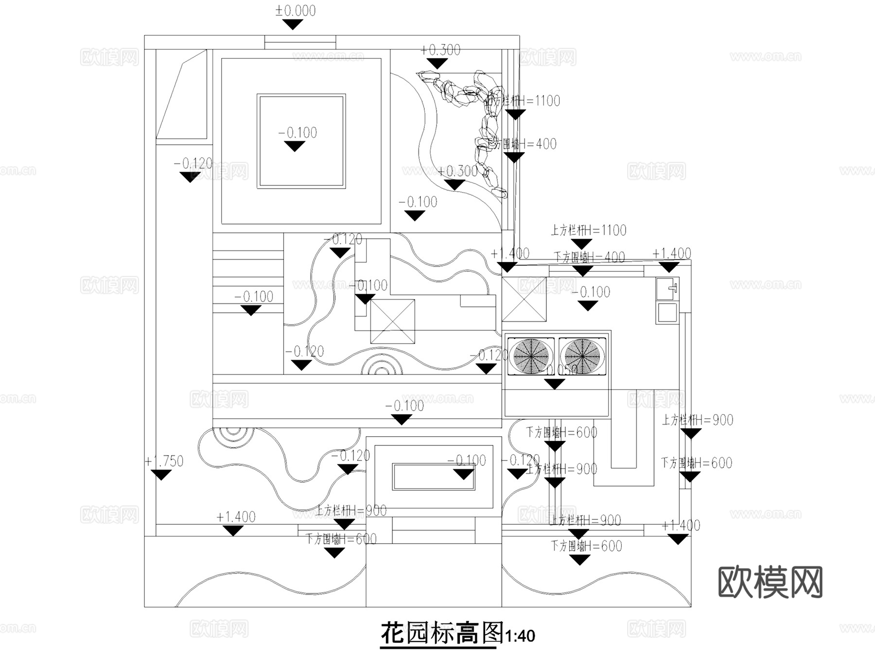 恒大新中式别墅庭院花园景观改造CAD施工图cad施工图