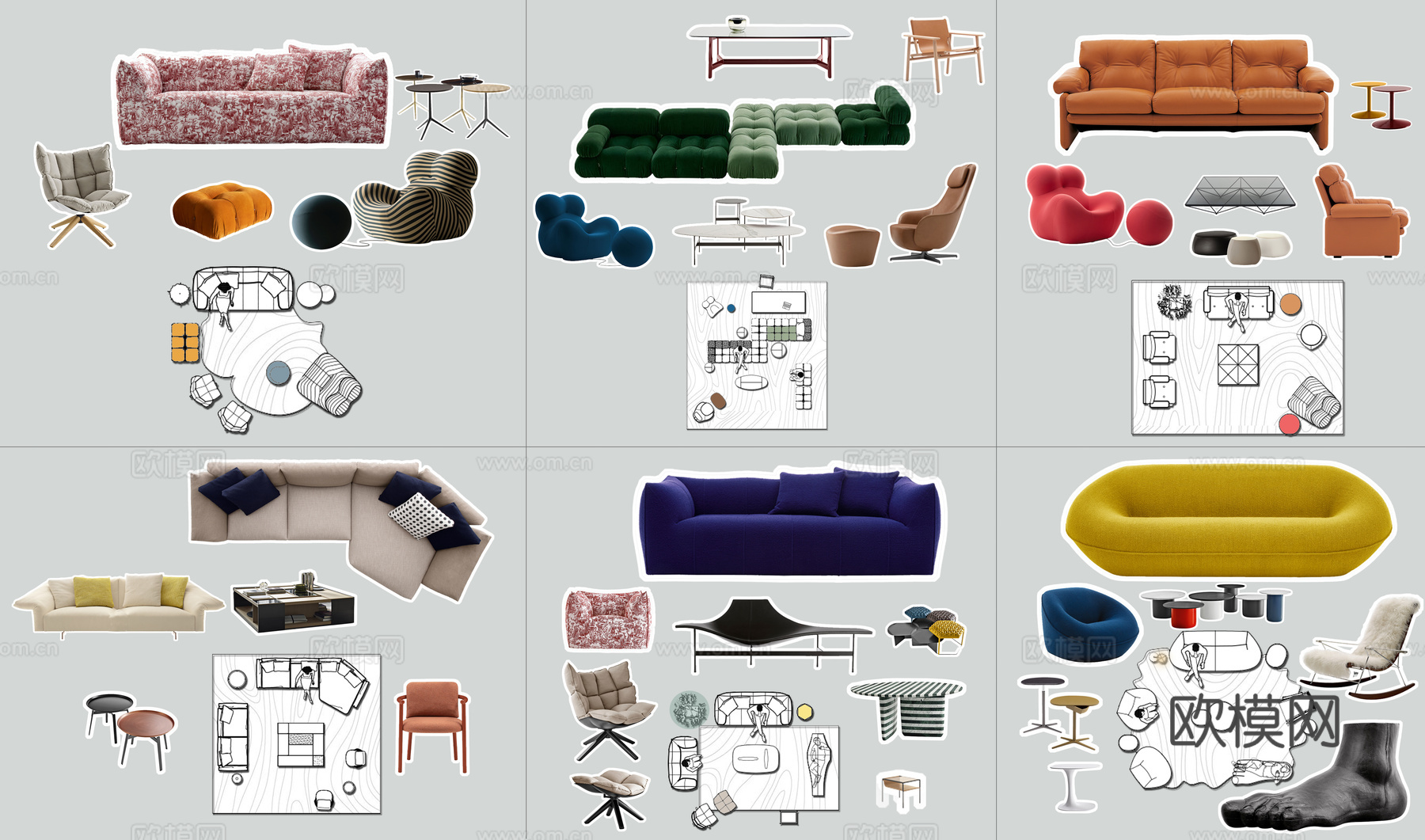 意大利B&amp;B Italia平面cad施工图cad施工图