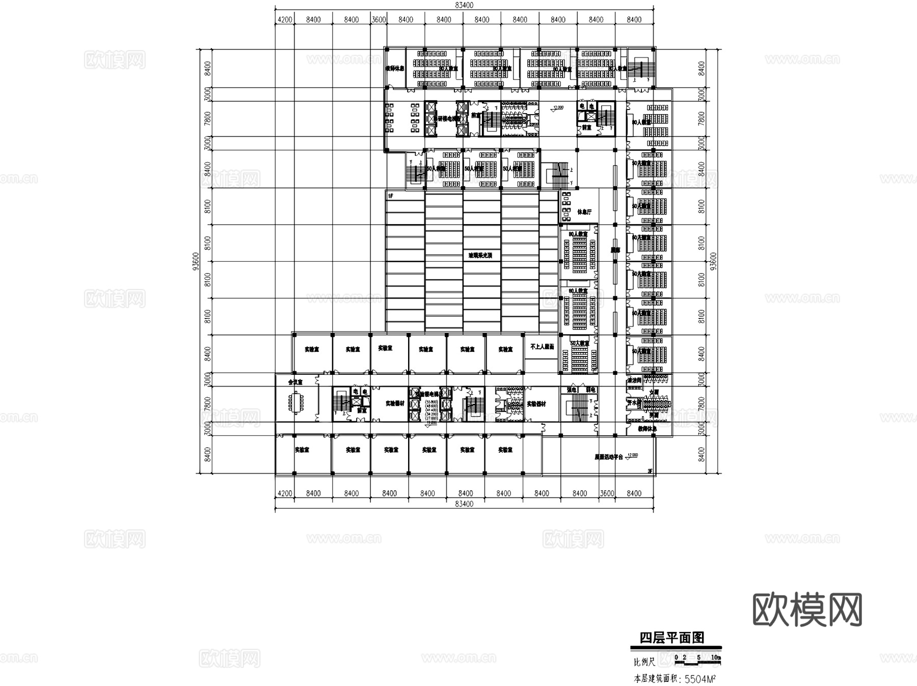 学研中心实验教学楼建筑平剖面CAD施工图cad施工图