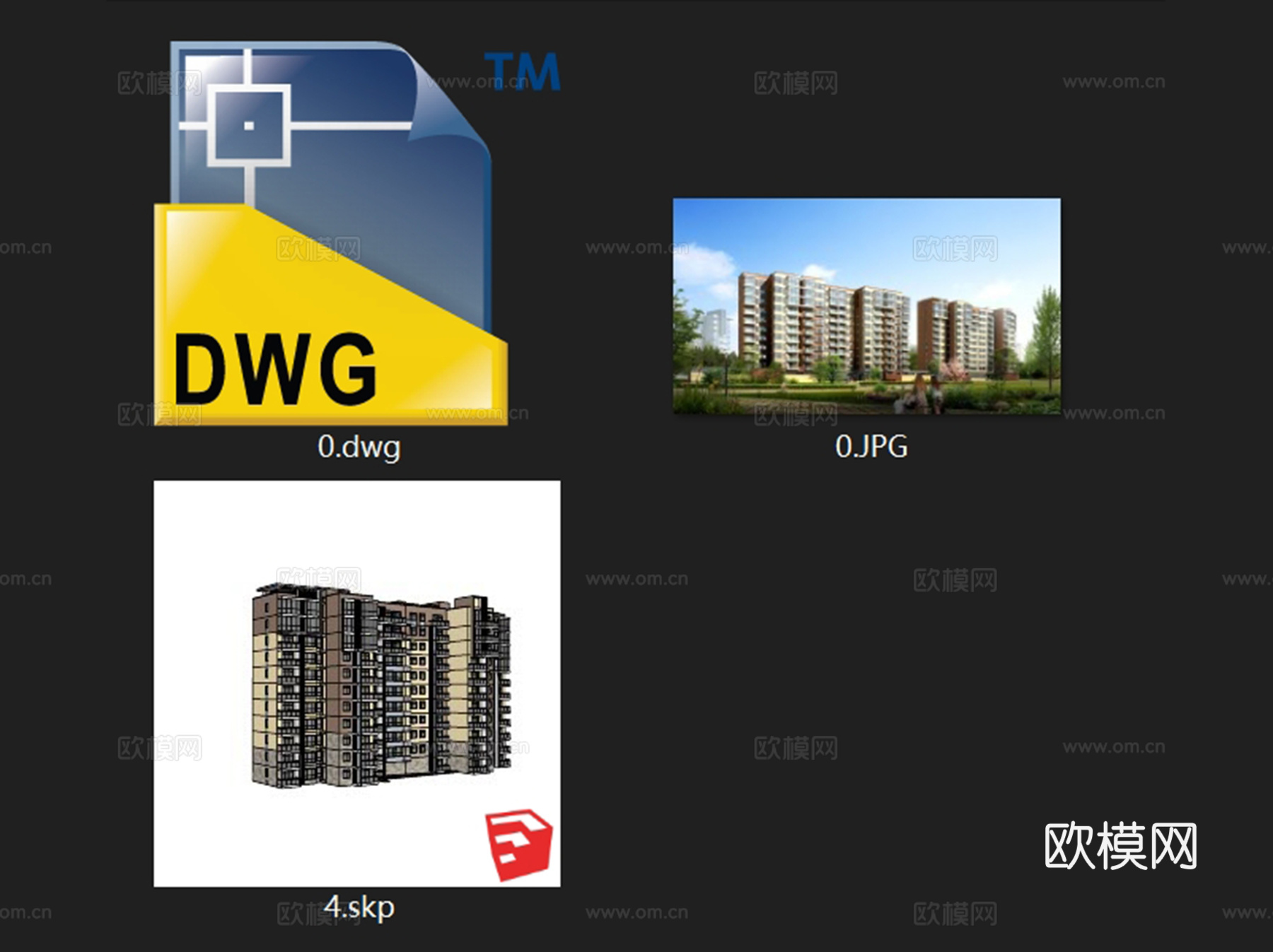居住小区住宅建筑平面图CAD施工图+SU模型cad施工图