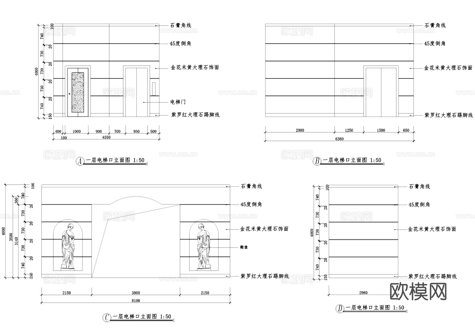 电梯口楼梯口室内工装CAD施工图cad施工图