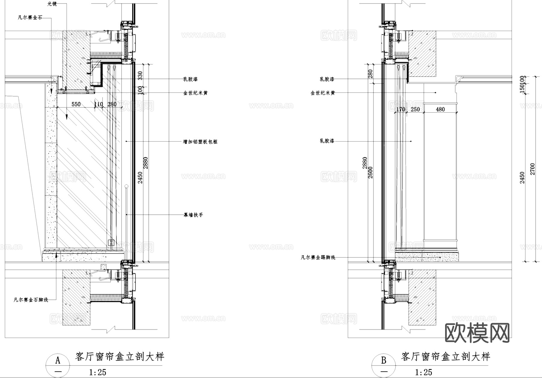 窗帘盒节点大样详图CAD施工图cad施工图