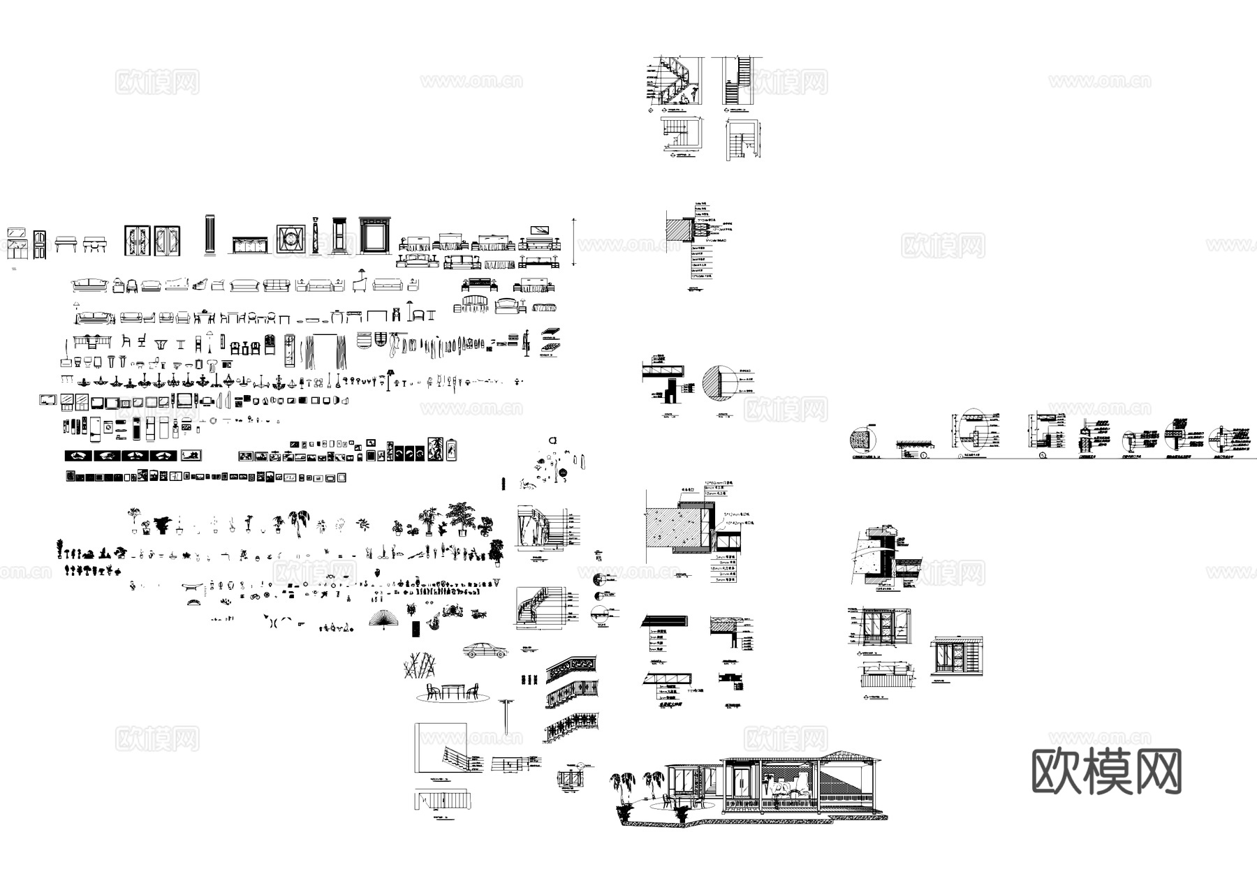 家具桌椅沙发柜子电器挂画植物综合CAD图块图库cad施工图