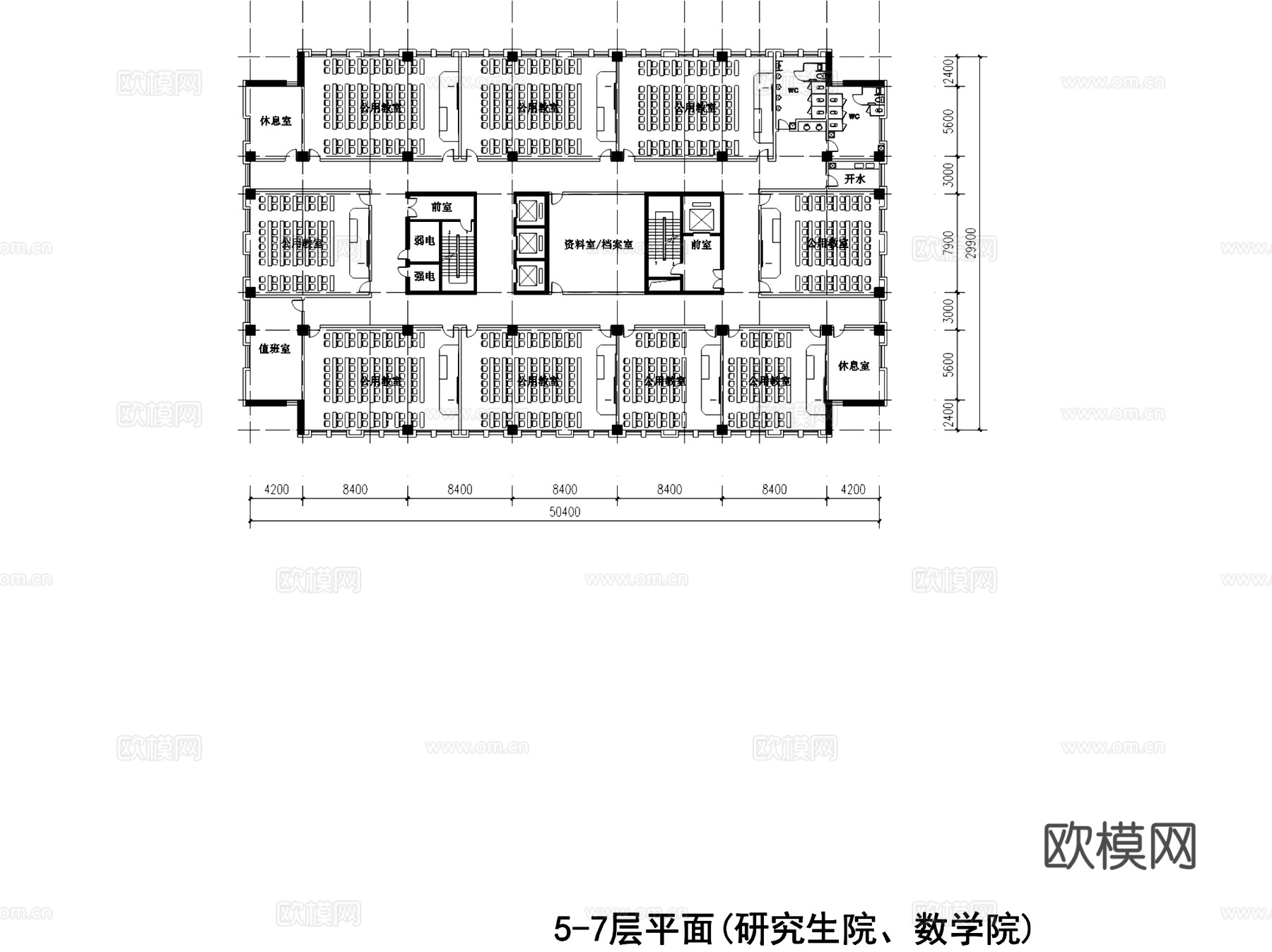 大学理工楼规划建筑平剖面CAD施工图cad施工图