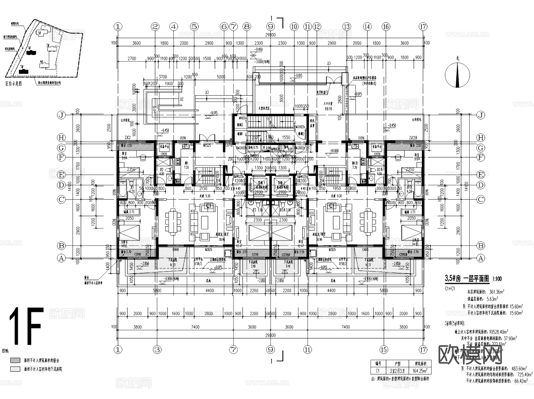 无锡城市中心高层住宅楼建筑CAD施工图+SU模型cad施工图