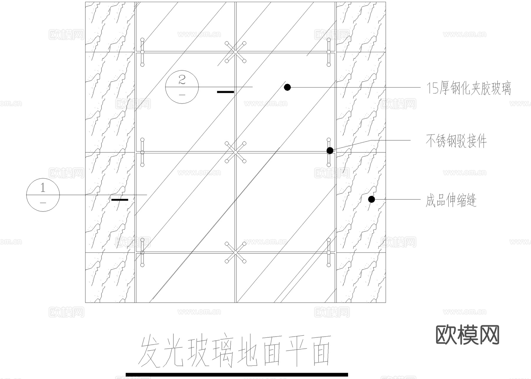 发光玻璃地面节点CAD施工图cad施工图