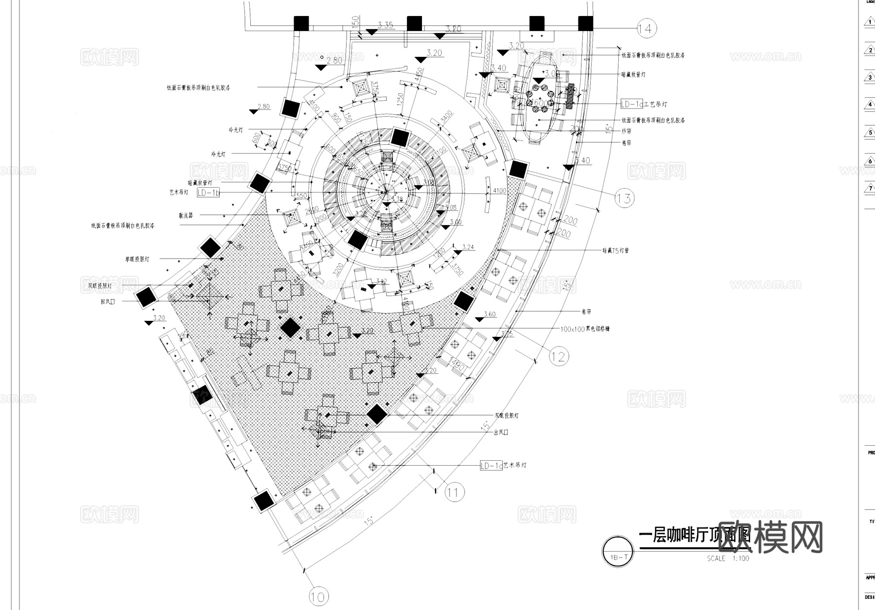 咖啡厅西餐厅自助餐厅室内工装CAD施工图cad施工图