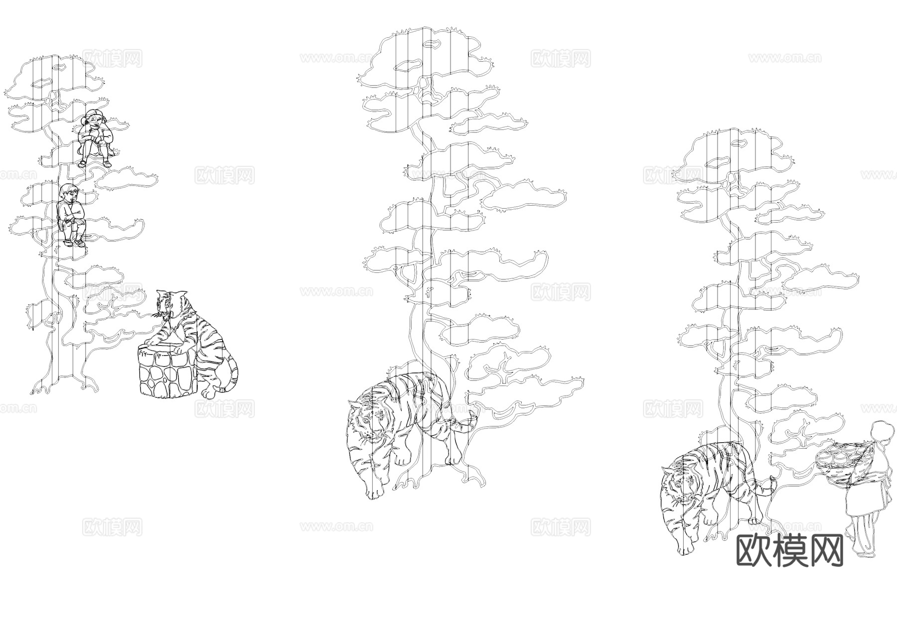 植物树木叶子老虎CAD图块图库cad施工图