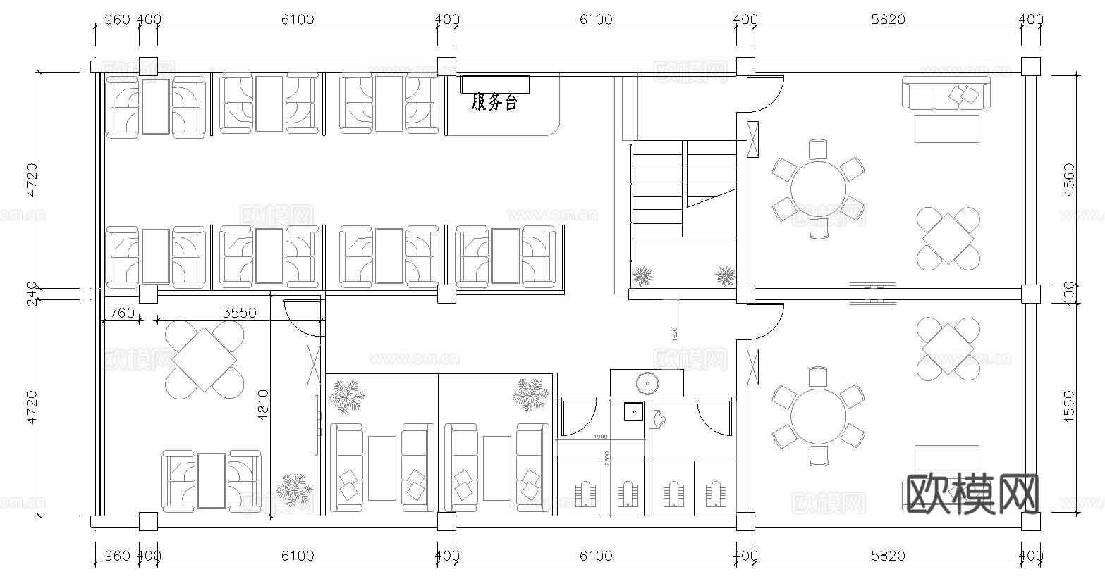 茶楼 茶馆  最新全套施工图合集cad施工图下载（渲染图2）