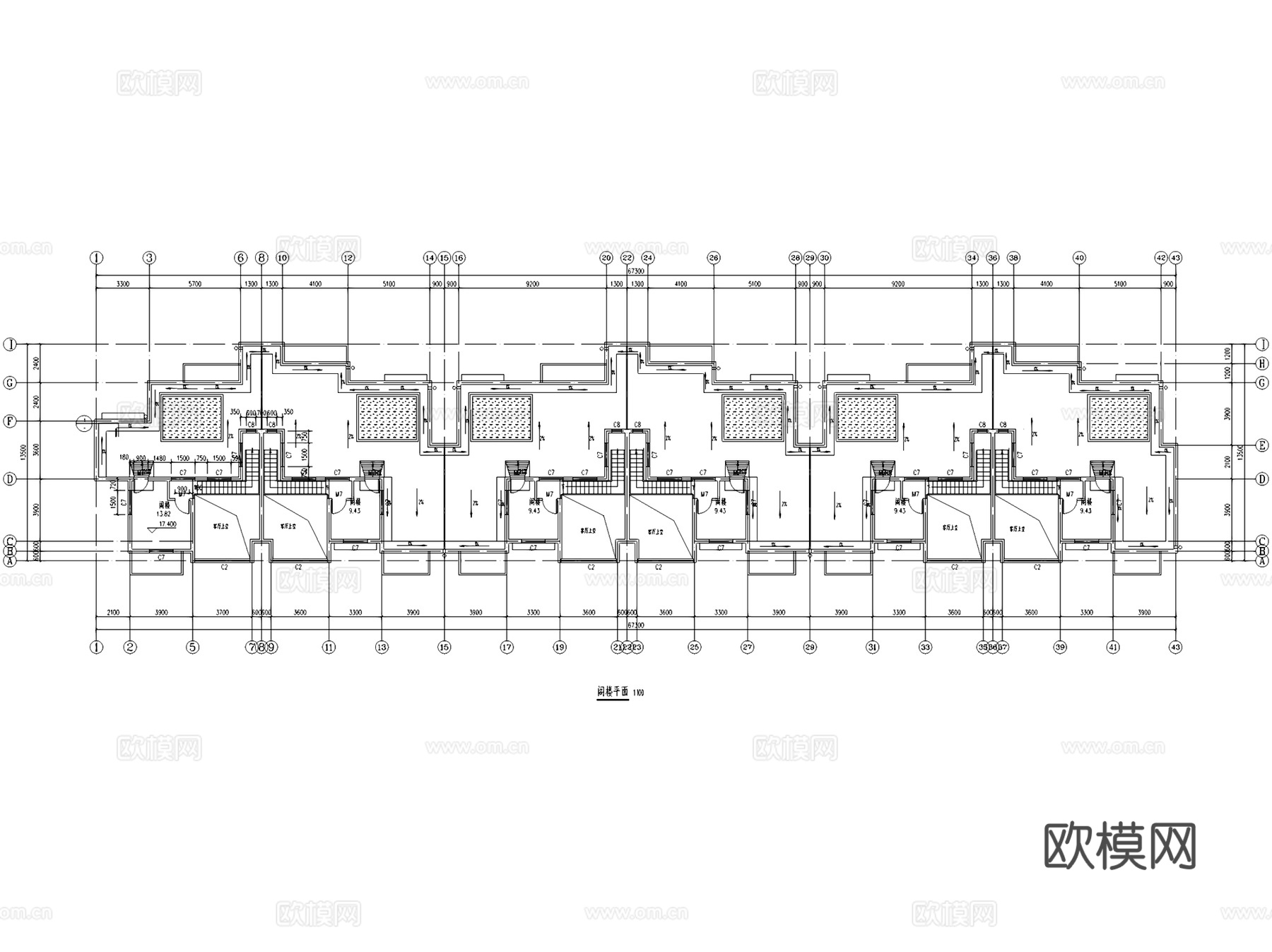 阳光花园多层住宅建筑CAD施工图+SU模型cad施工图