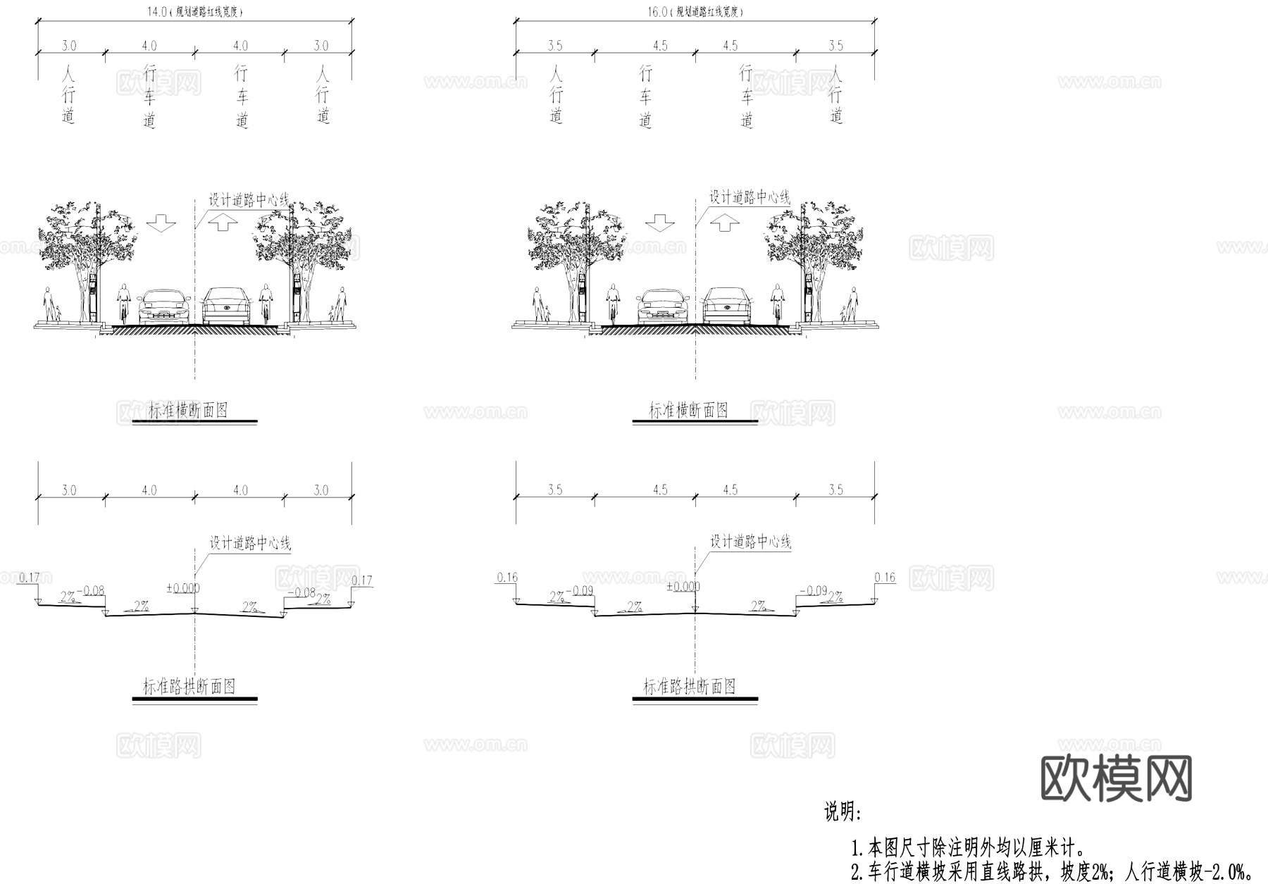 城市规划道路标准断面图CAD施工图cad施工图