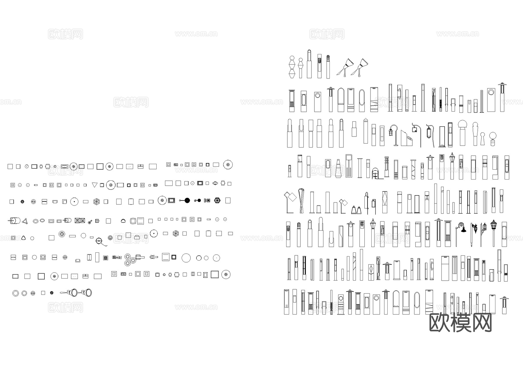 景观灯具草坪灯庭院灯灯柱图块图库CAD施工图cad施工图