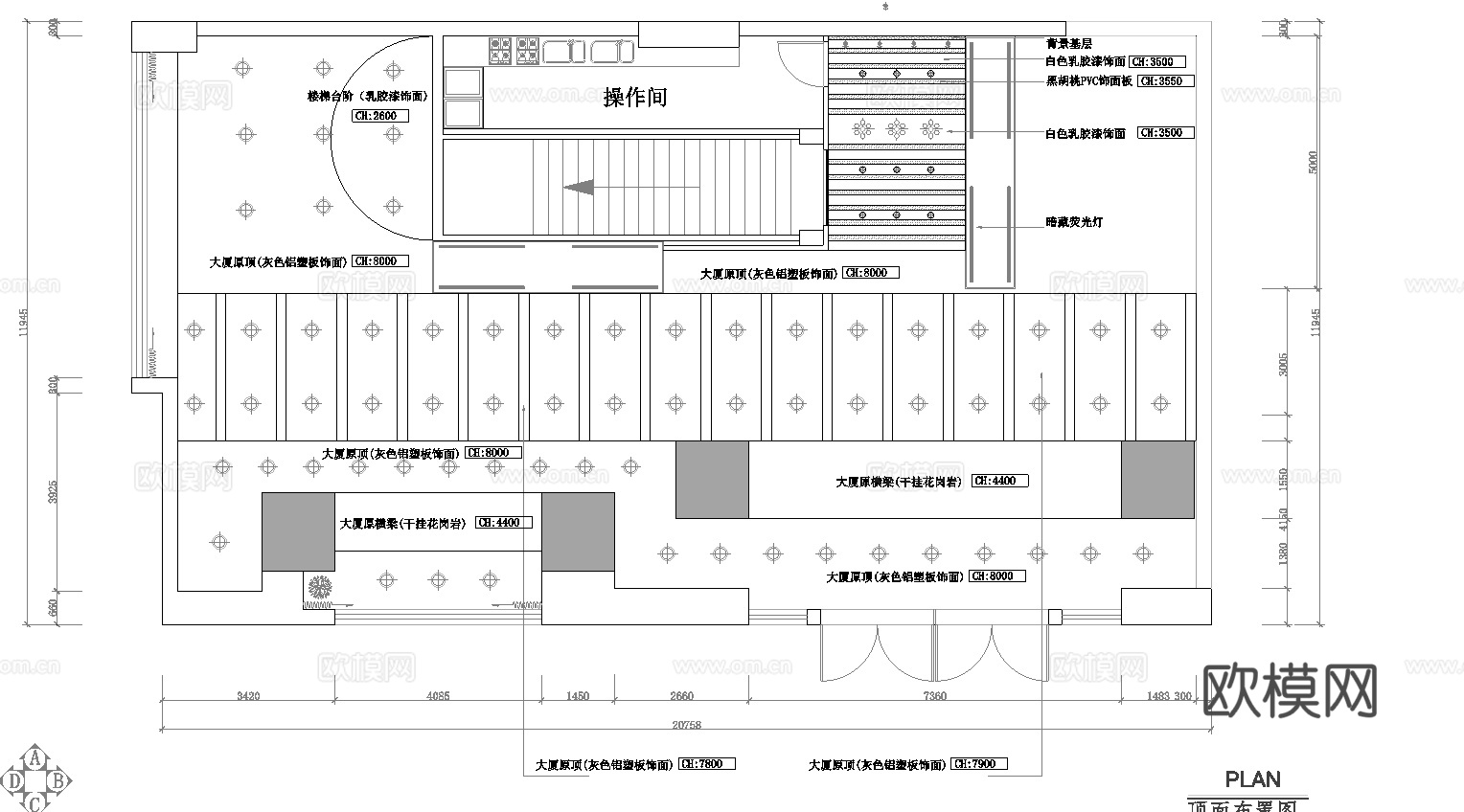 茶楼 茶馆  最新全套施工图合集cad施工图下载（渲染图2）