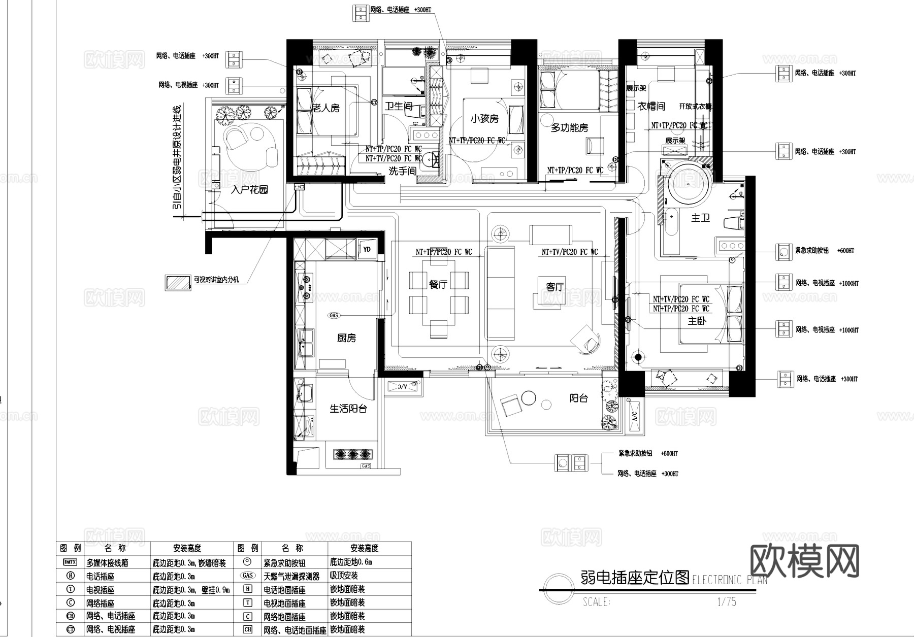 住宅家装样板间电气CAD施工图cad施工图