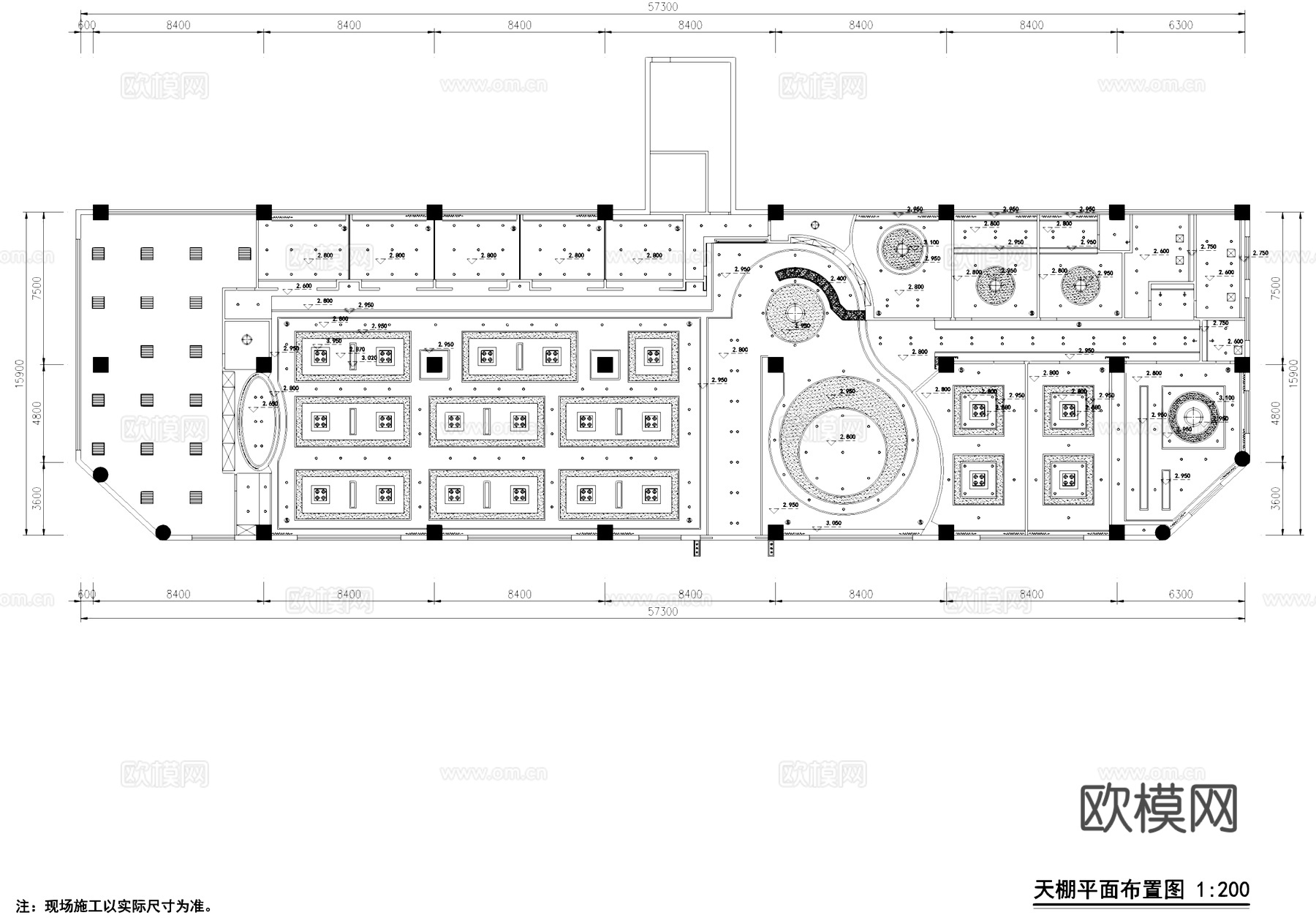 鸿茂源大酒楼餐厅饭店室内工装CAD施工图cad施工图